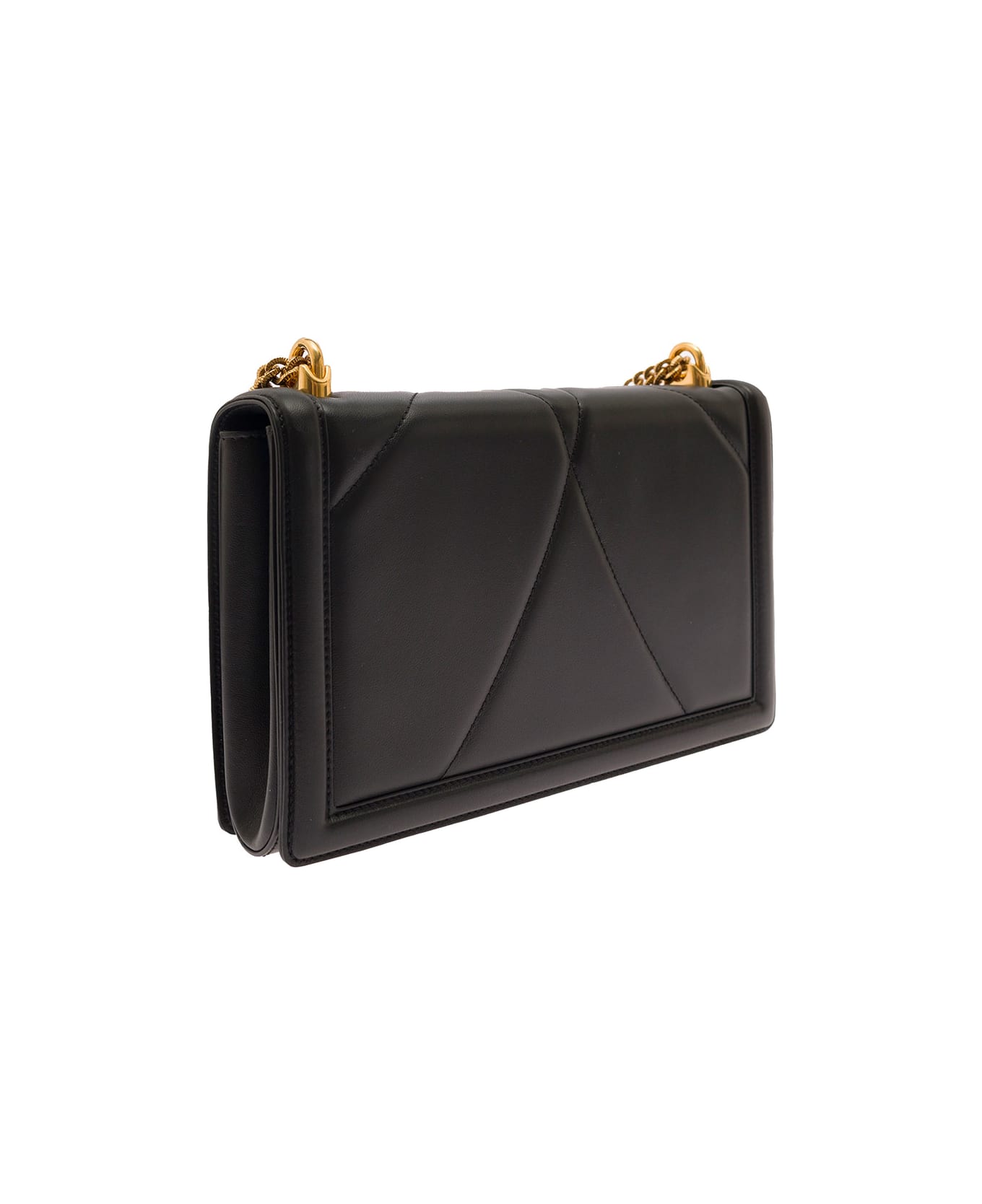 Dolce & Gabbana 'devotion' Shoulder Bag With Heart Jewel Detail In Matelassè Leather Woman - Black