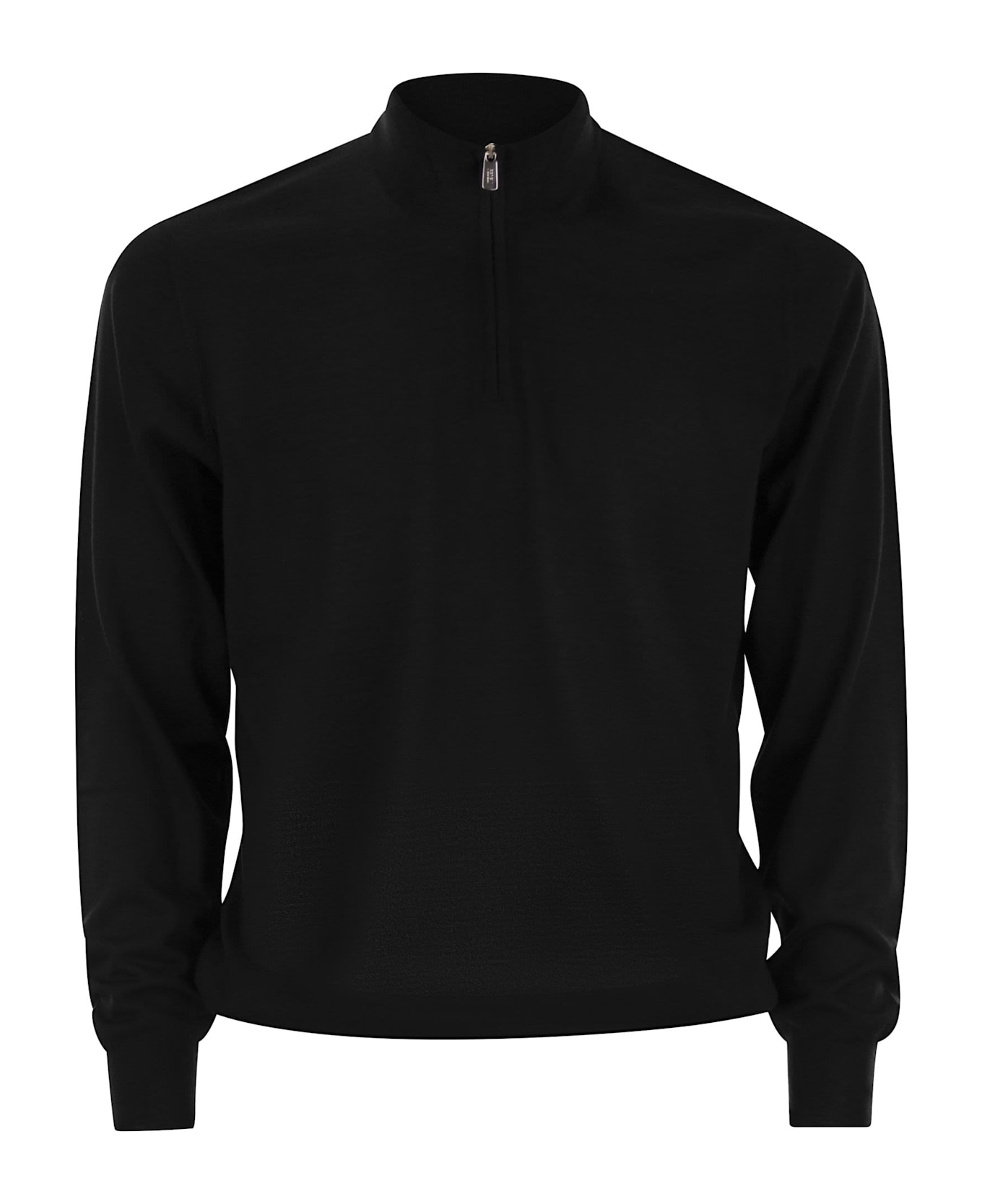Fedeli Favonio - Superfine Wool Half-zip Sweater - Black