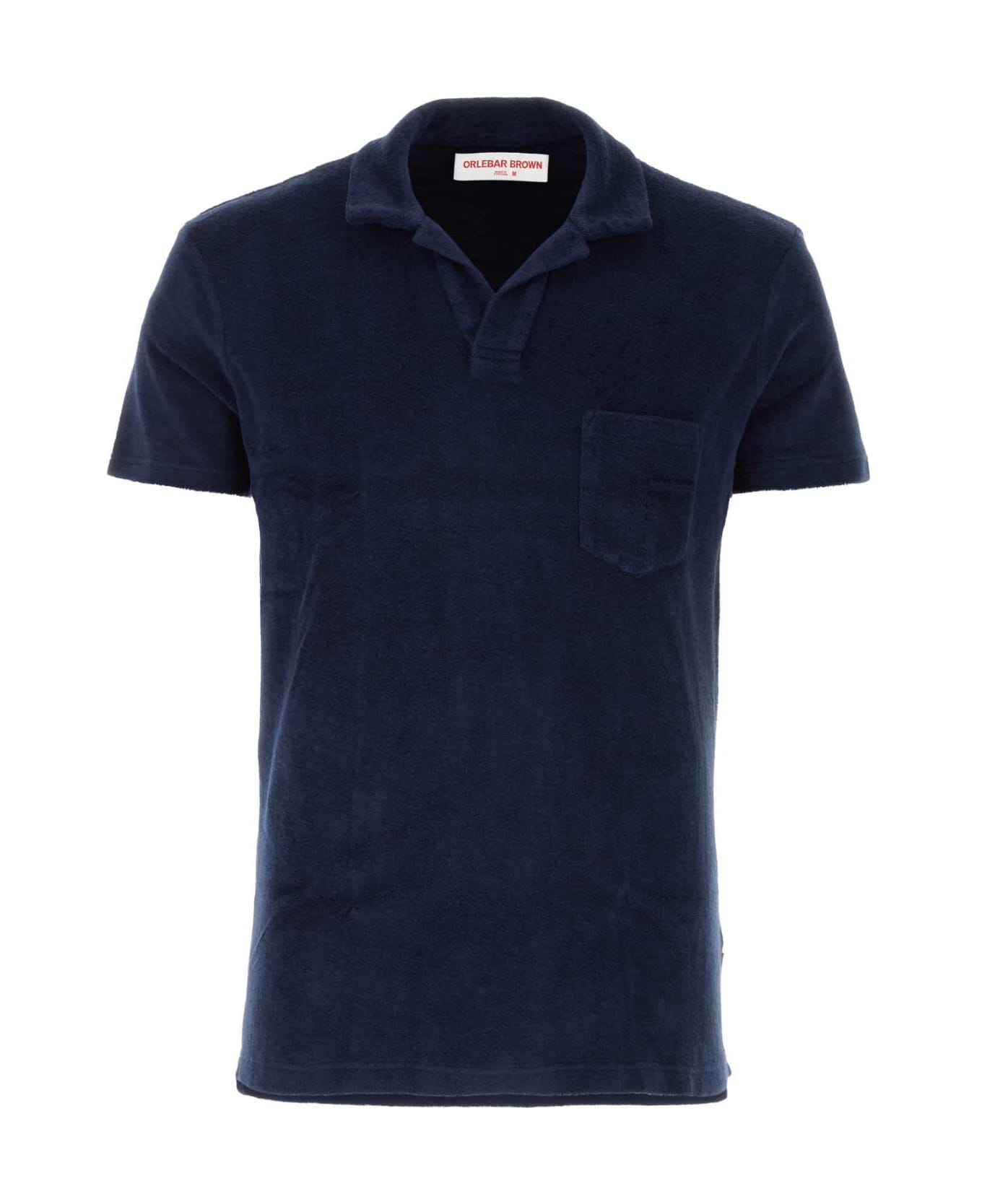 Orlebar Brown Navy Blue Terry Fabric Terry Polo Shirt - NAVY
