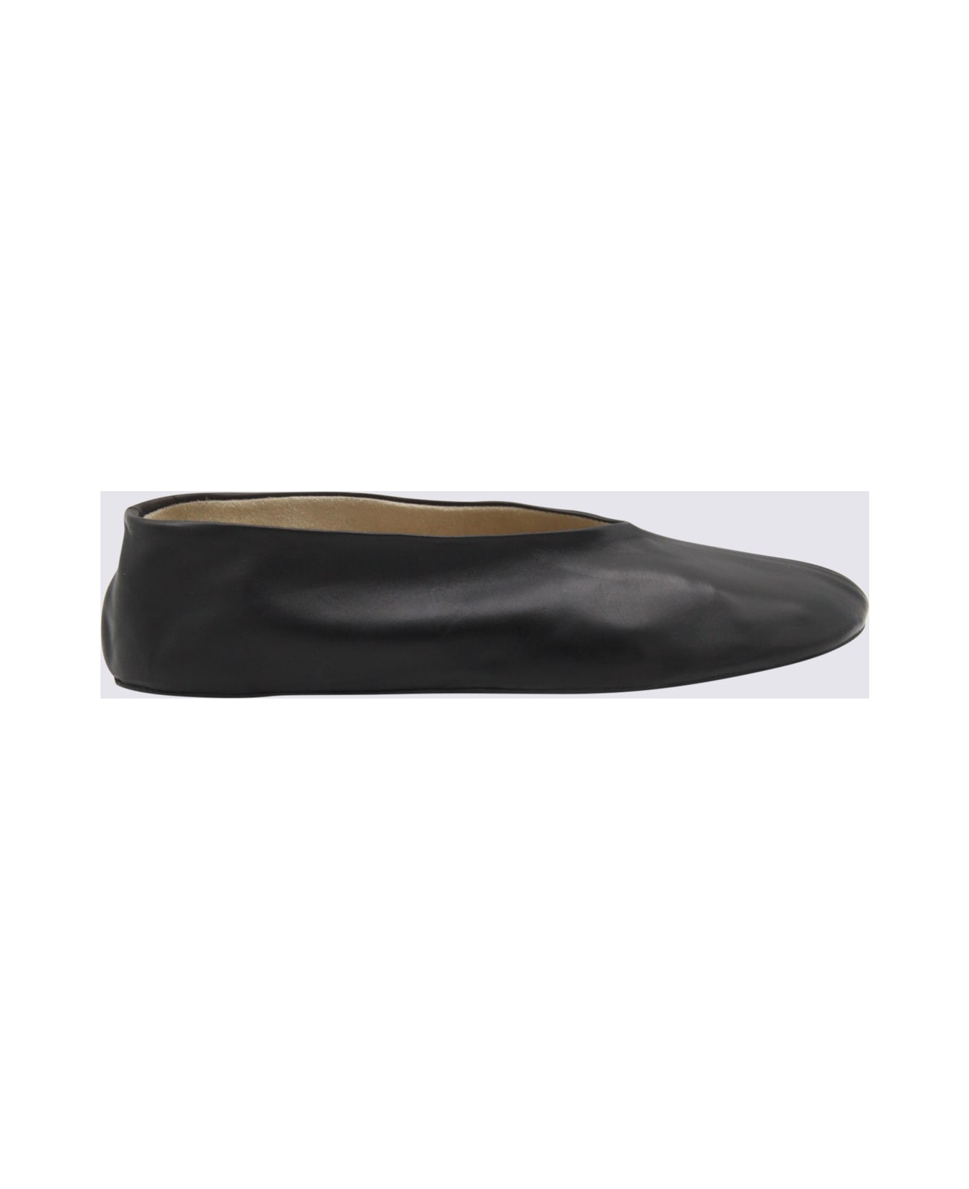 The Row Black Leather Flats - Black