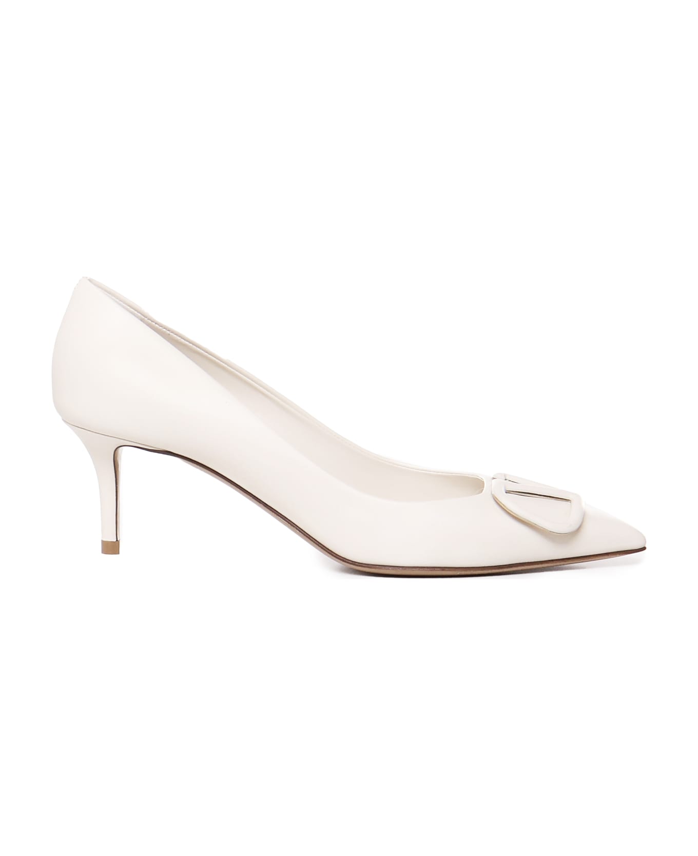 Valentino Garavani Vlogo Pumps In Calfskin - LIGHT IVORY