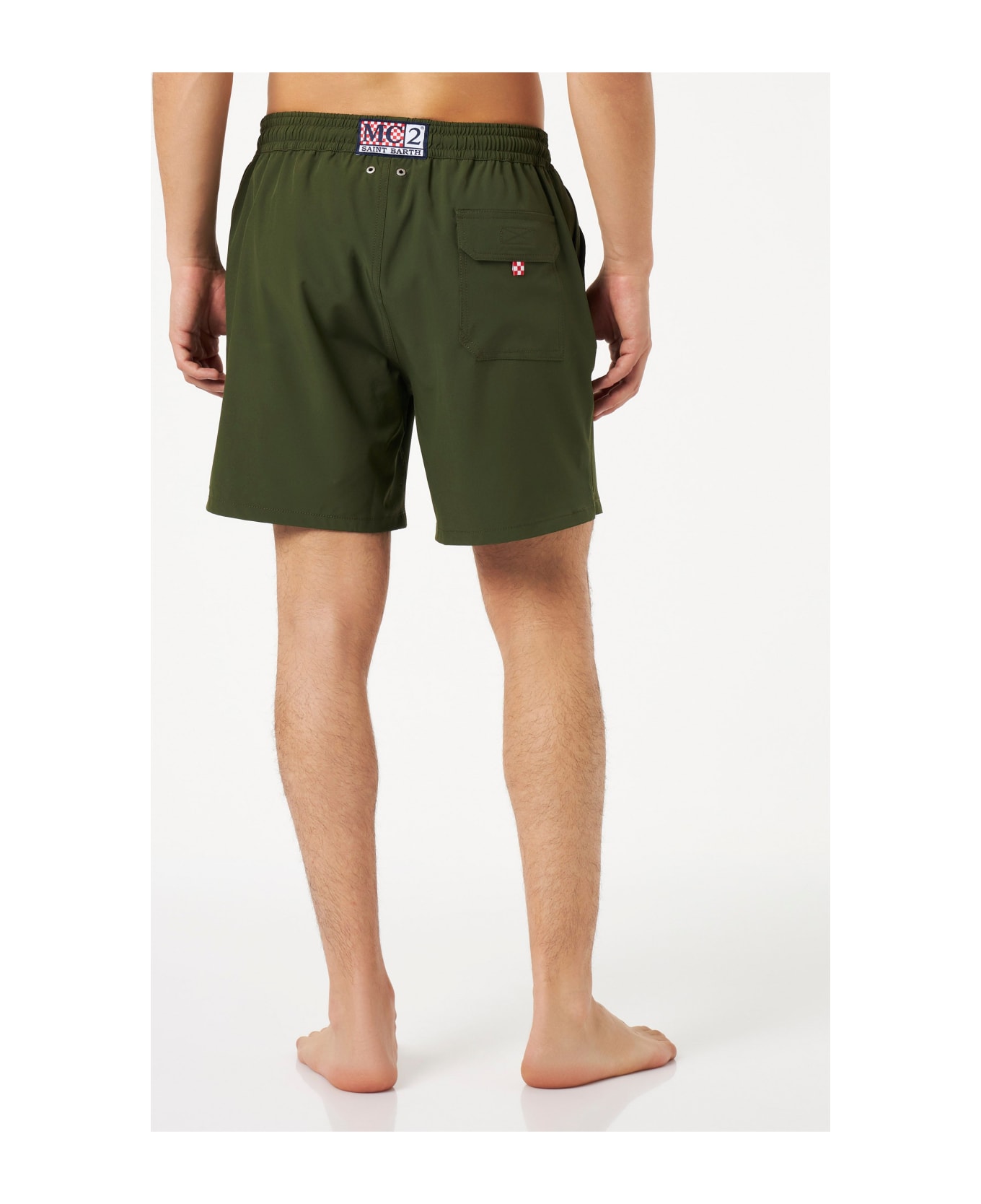 MC2 Saint Barth Man Military Green Comfort Swim Shorts - GREEN