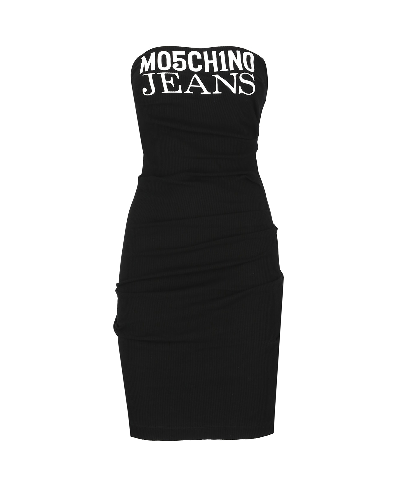 M05CH1N0 Jeans Dress With Logo - Black