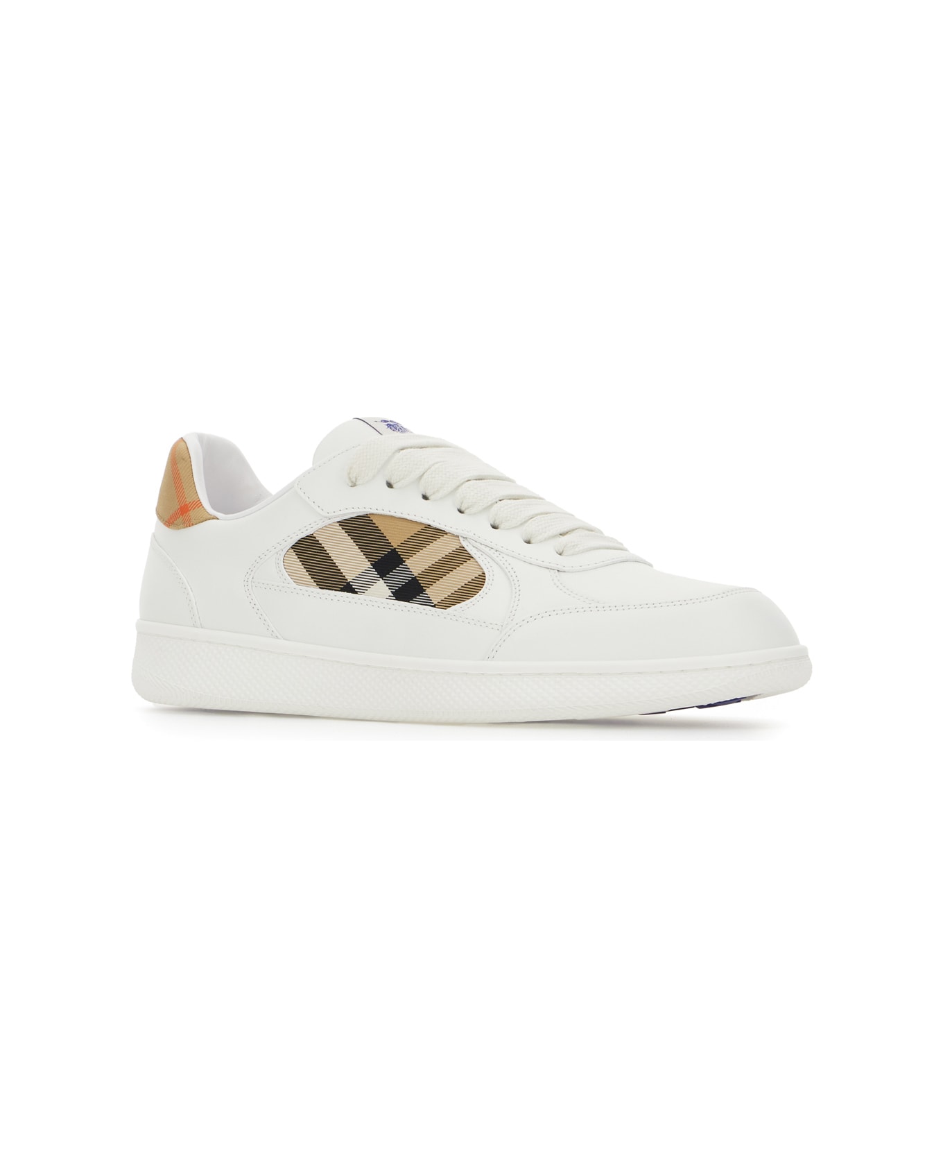 Burberry White Leather Terrence Sneakers - WHITE SAND IP CHK