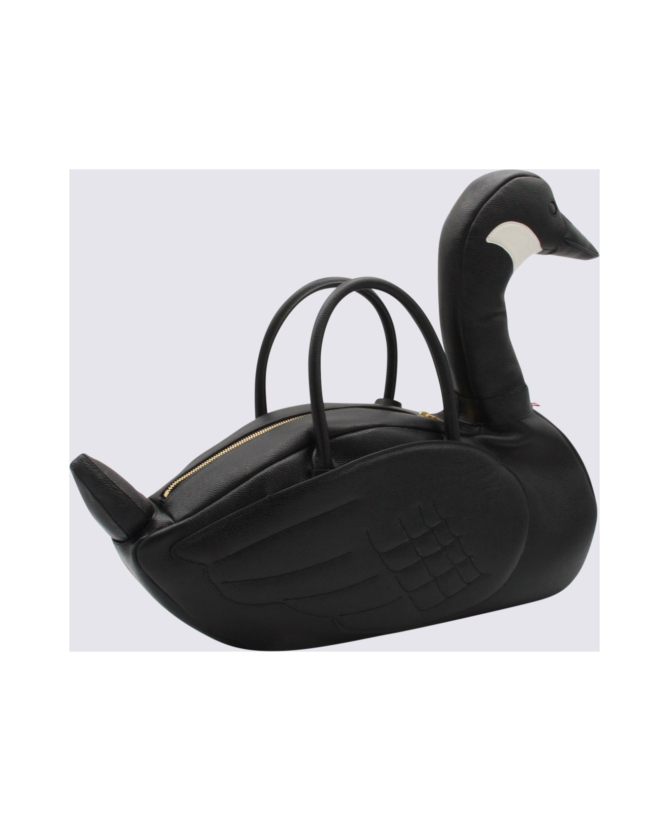 Thom Browne Black Leather Goose Top Handle Bag - Black