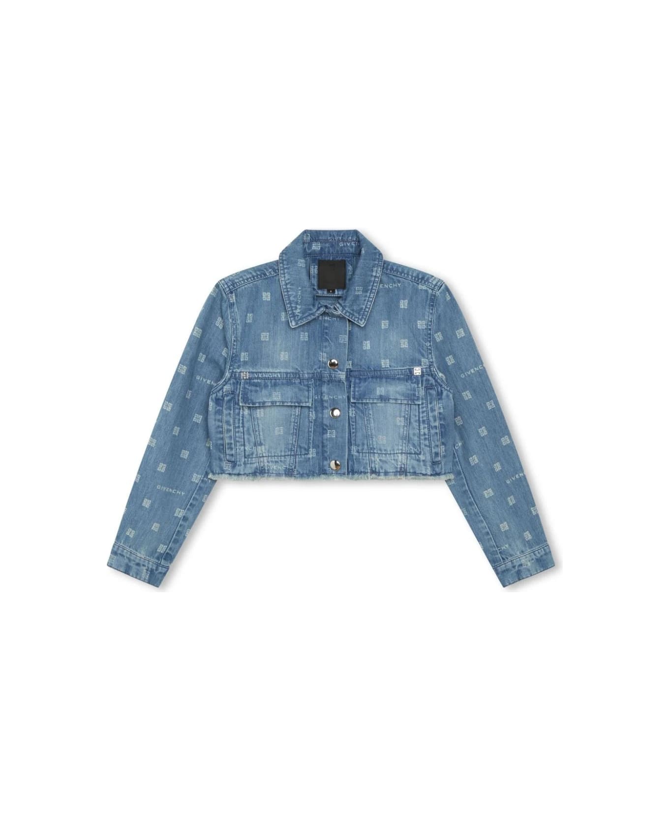Givenchy 4g Crop Jacket In Blue Denim - Blue