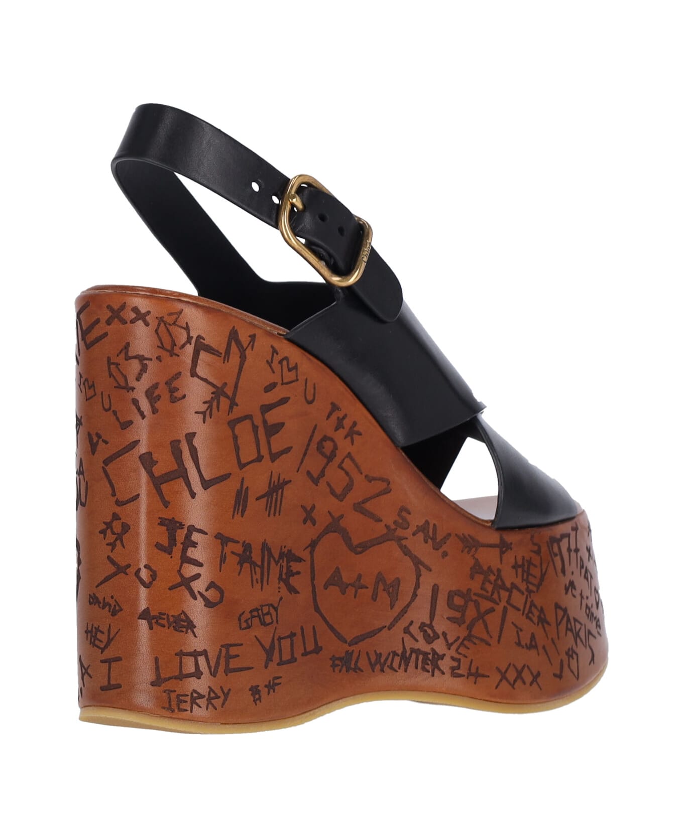 Chloé 'maxime' Wedge Sandals - Black