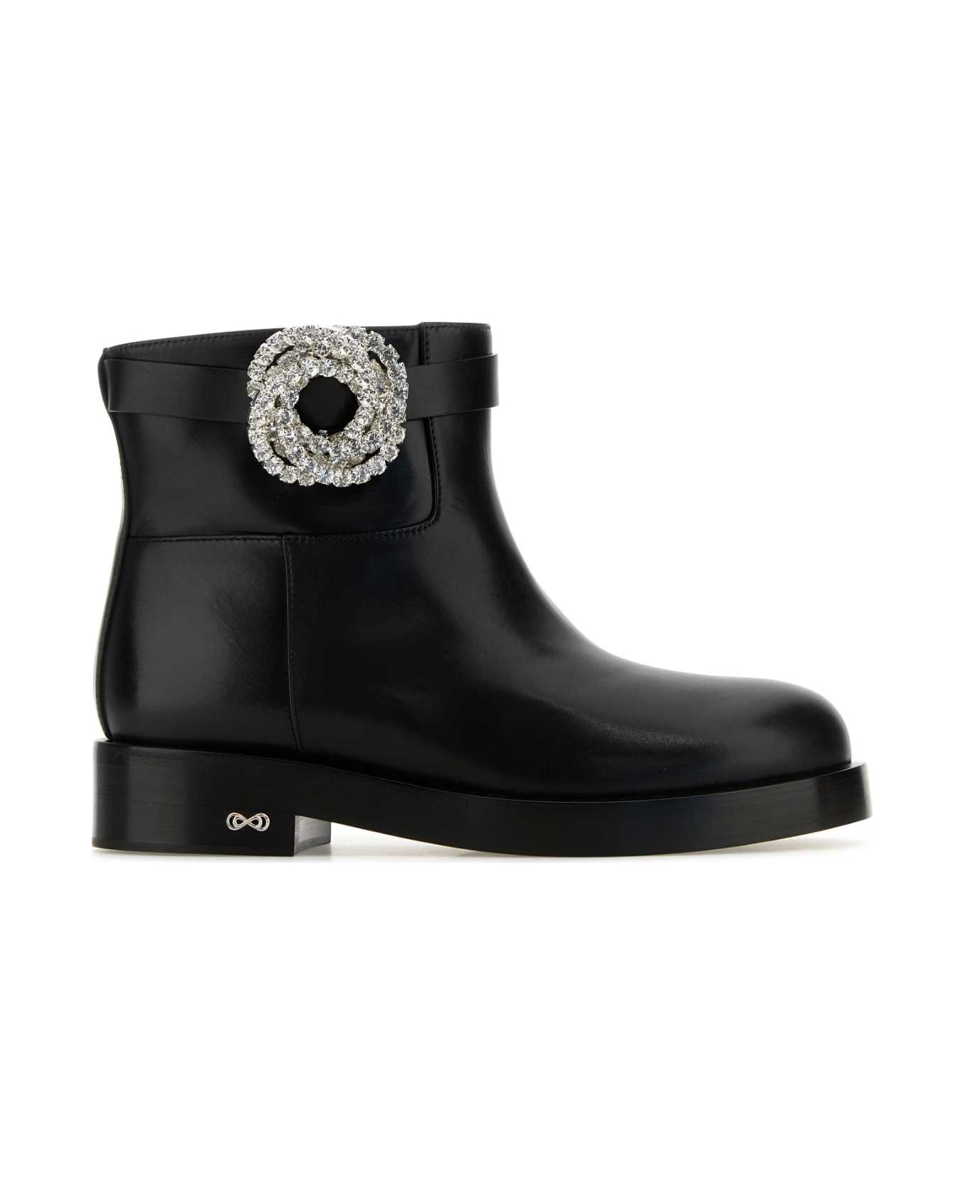 Mach & Mach Black Leather Galaxy Ankle Boots - BLACK