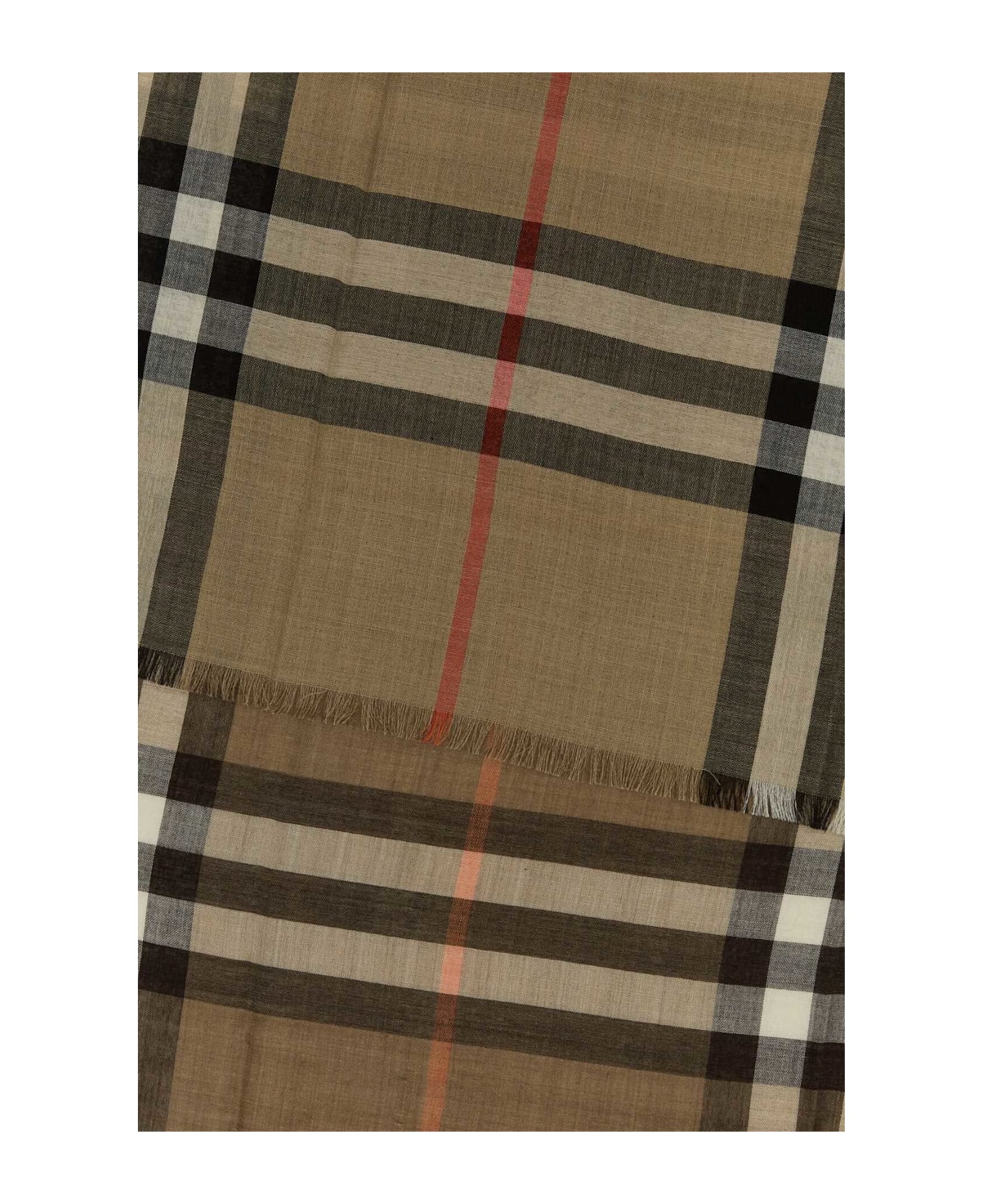 Burberry Embroidered Wool Blend Scarf - SANDVOLEBROWN