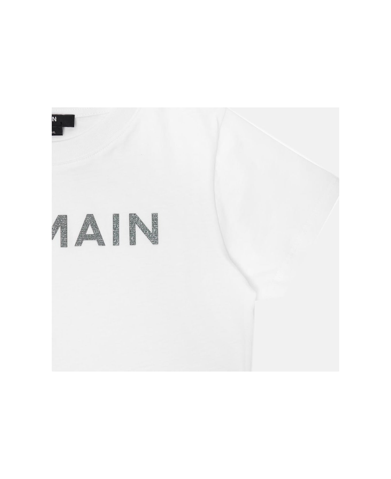 Balmain T-shirt With Metallic Logo - White