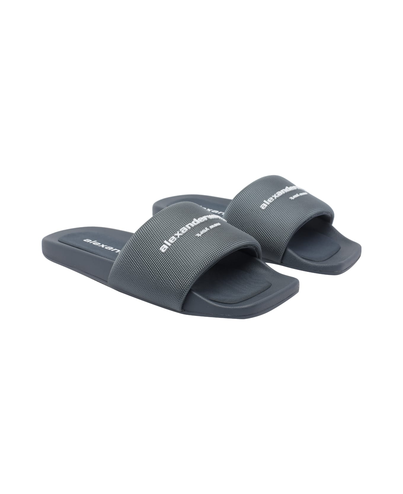 Alexander Wang Logo Slide Sandals - Grey