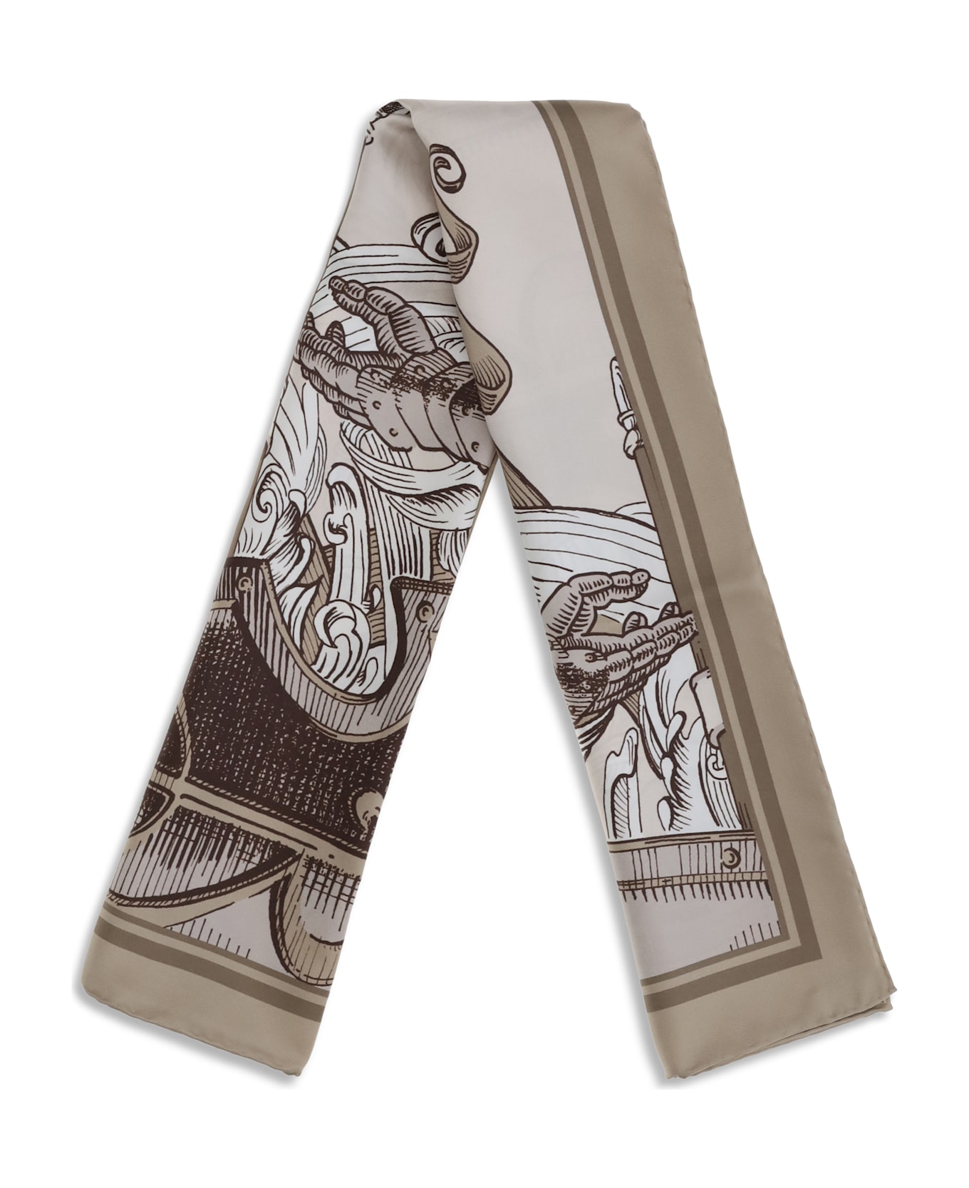 Burberry Knight Engraving Print Silk Scarf