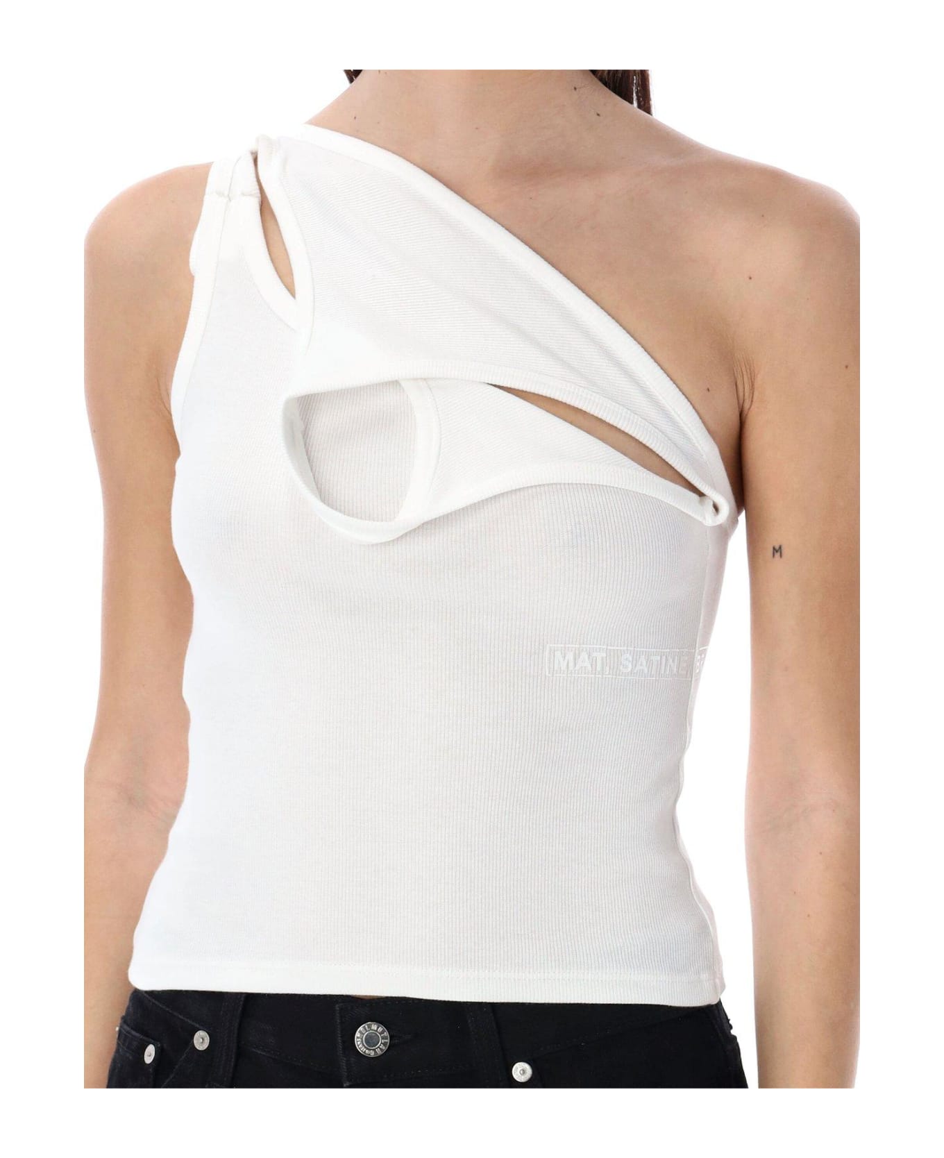 MM6 Maison Margiela Cut-out Detailed Ribbed Tank Top - WHITE (White)