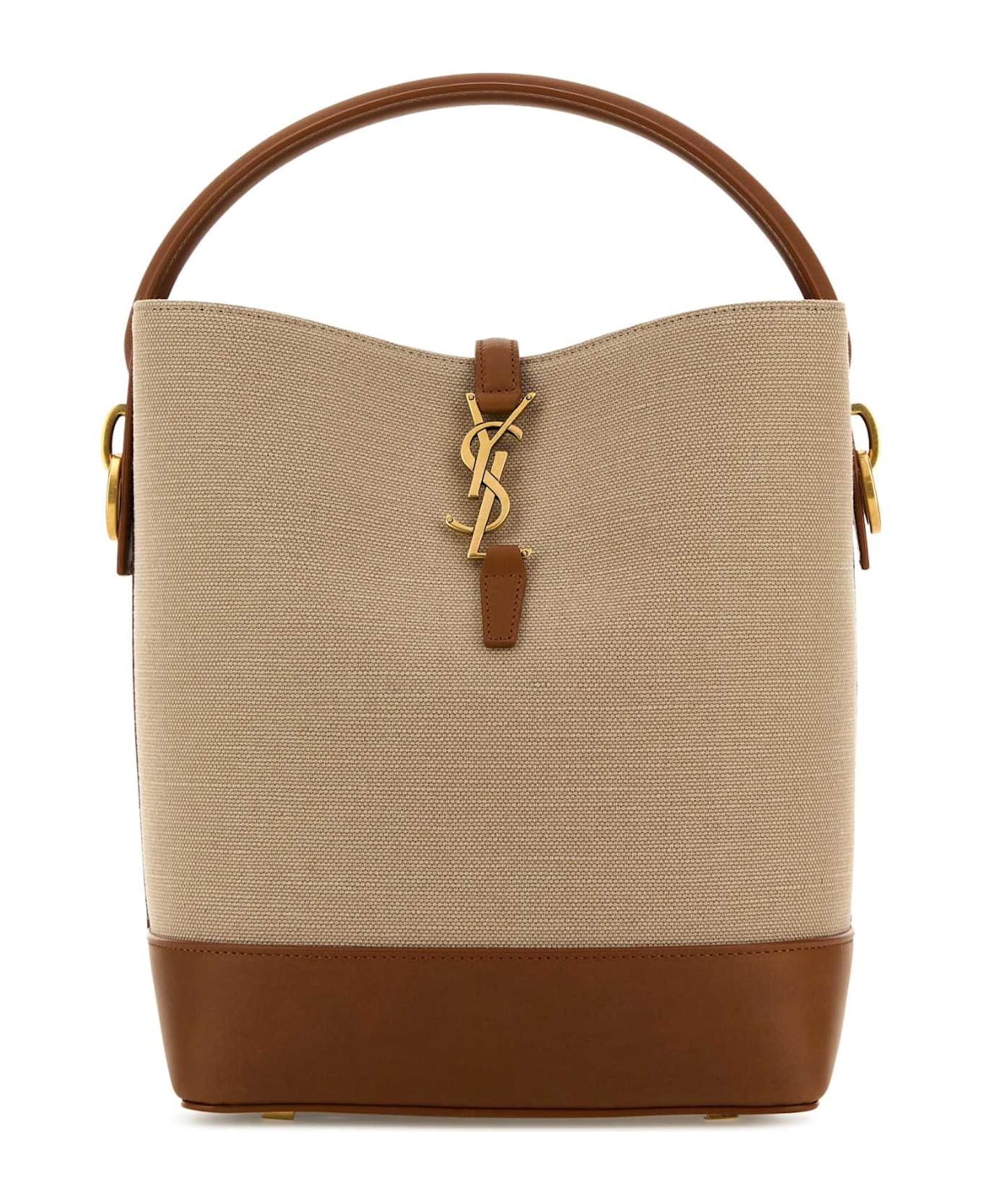 Saint Laurent Two-tone Canvas And Leather Le 37 Bucket Bag - DESERTDUSTBRICK