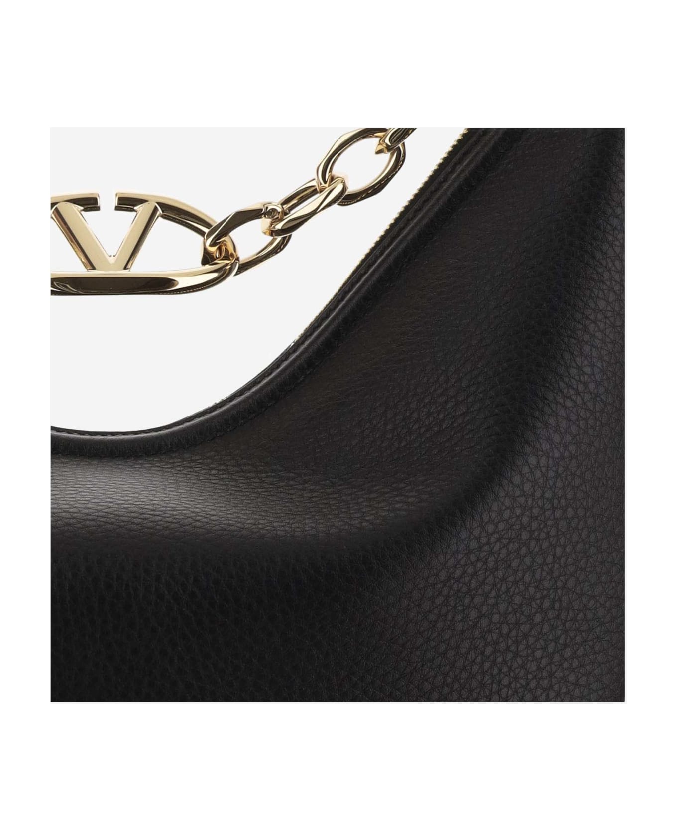Valentino Garavani Vlogo Moon Bag Medium Hobo In Garnet Calfskin With Chain - Black