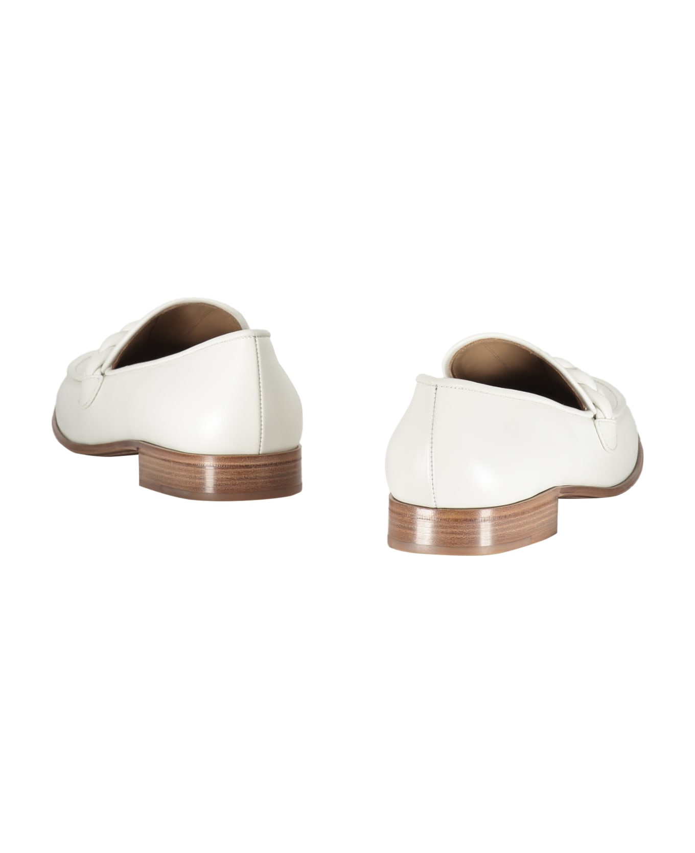 Gianvito Rossi Massimo Leather Loafers - White ローファー＆デッキシューズ