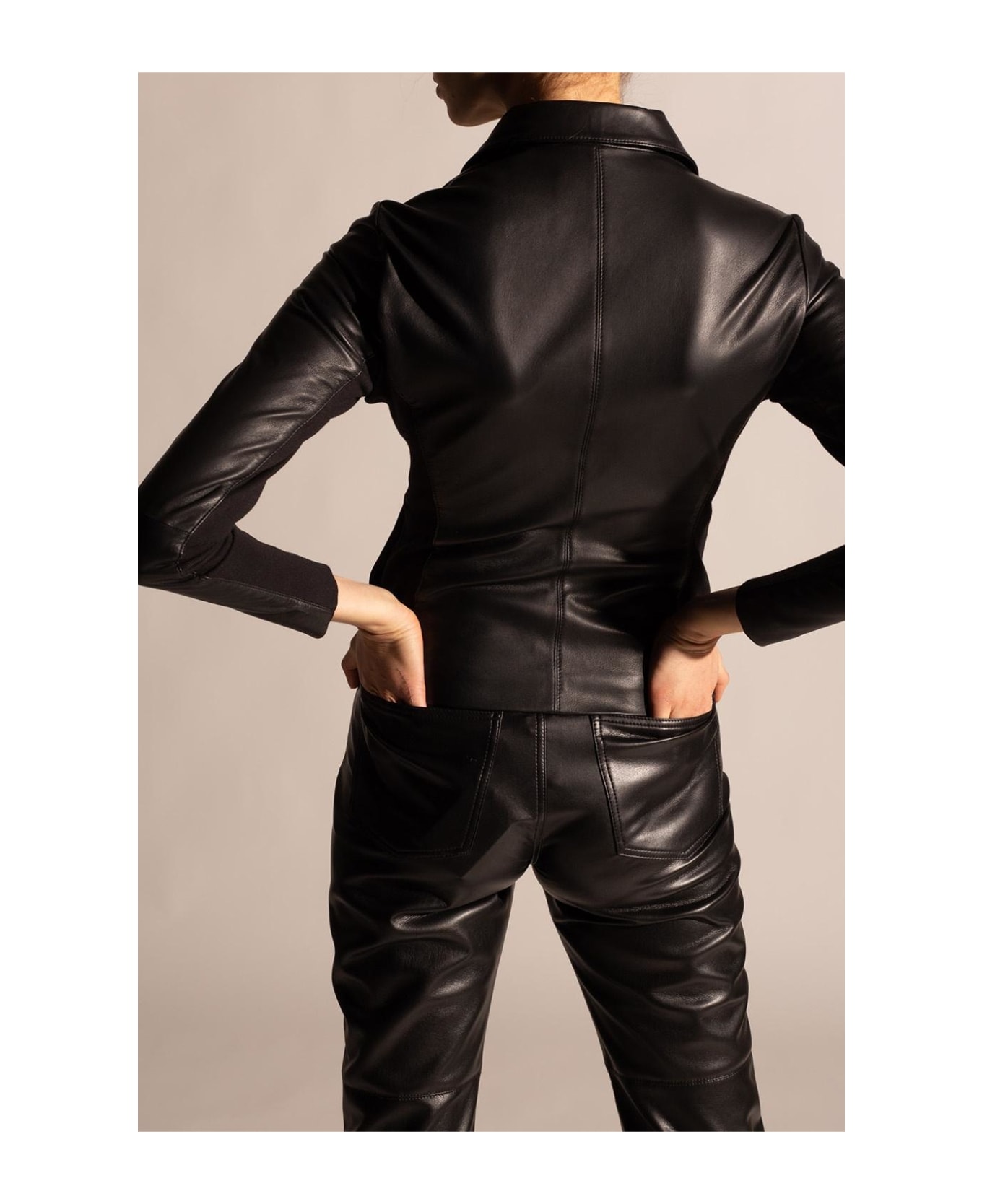 Emporio Armani Leather Jacket - Black ジャケット