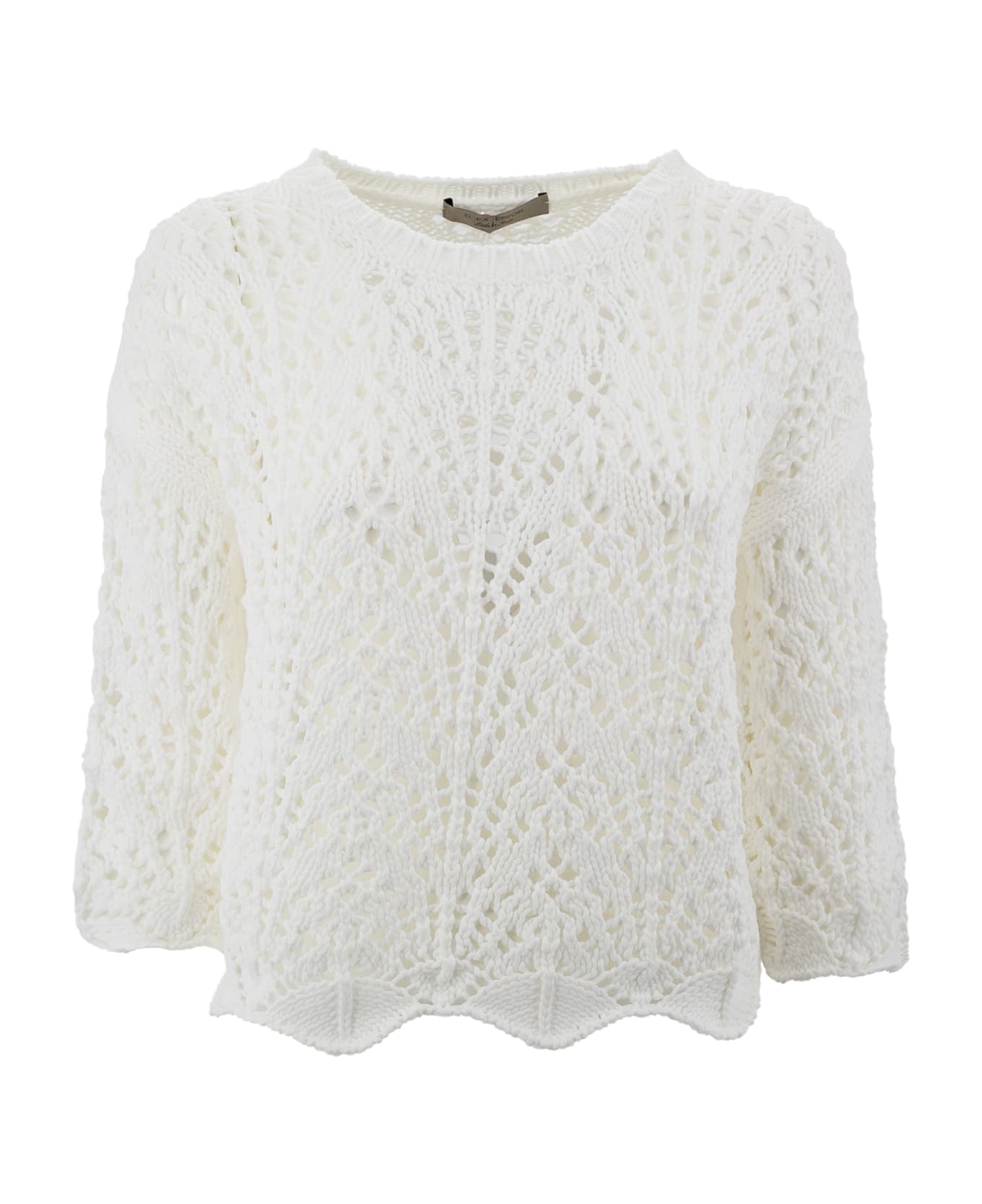 D.Exterior Cotton Crewneck Sweater - White ニットウェア