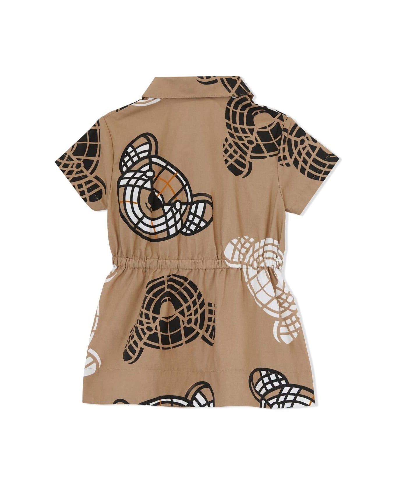 Burberry Beige Dress With All-over Teddy Bear Print In Cotton Girl - Beige