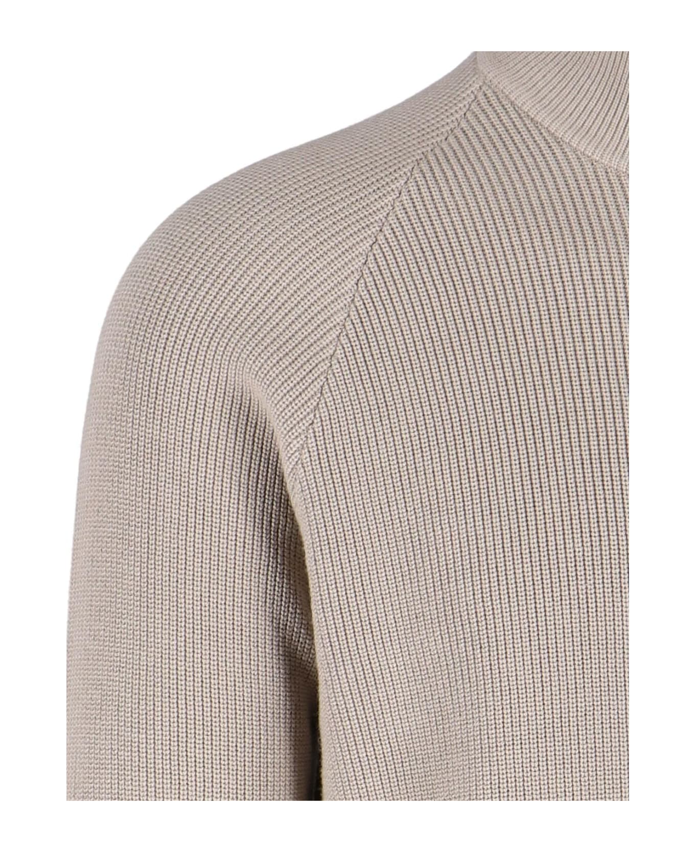 Stone Island Logo Zip Sweater - Grey