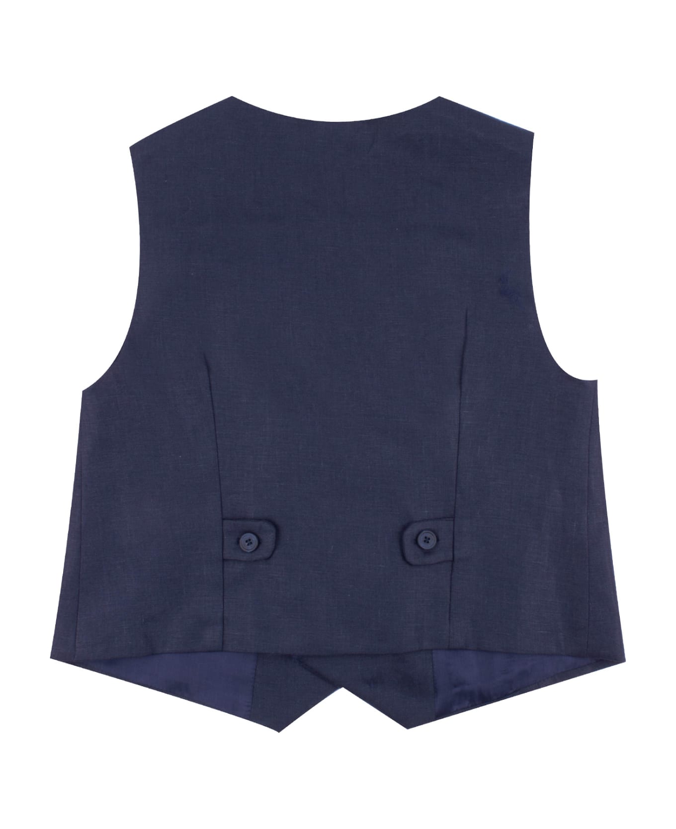 La stupenderia Linen Vest - Blue コート＆ジャケット