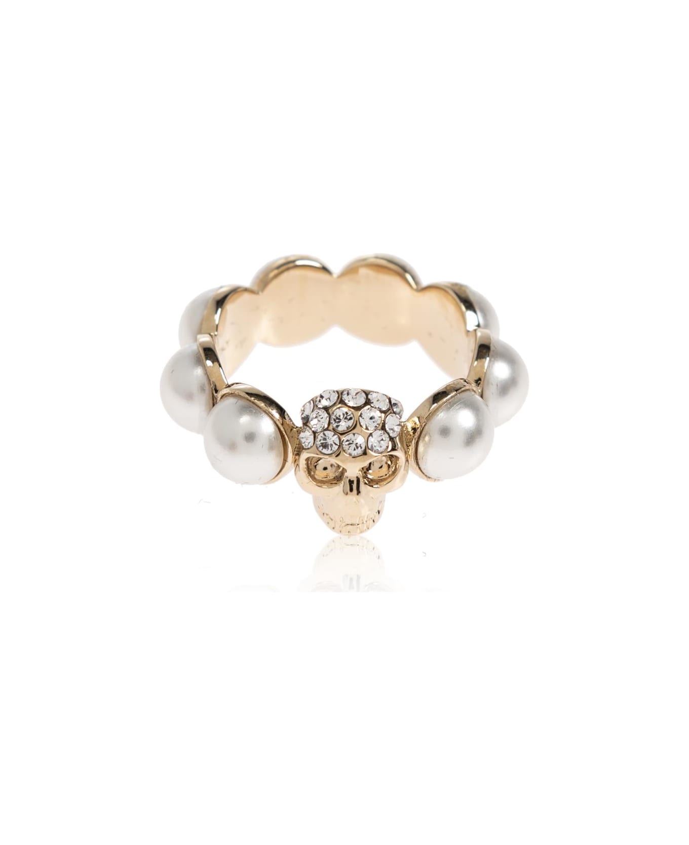Alexander McQueen Ring With Shimmering Crystals - GOLD