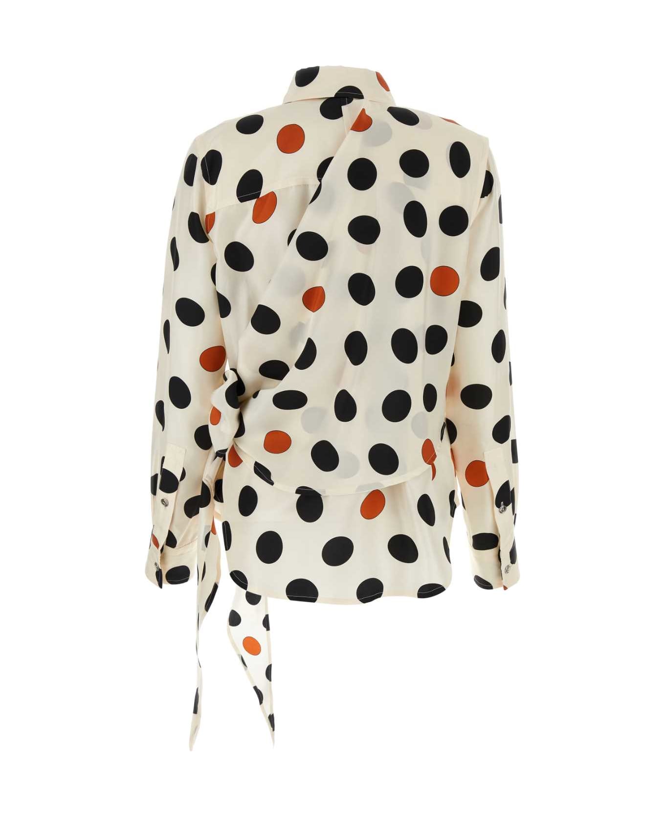 Bottega Veneta Printed Silk Shirt - CREAMBLACKRUST