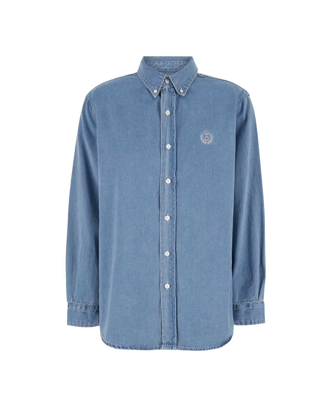 Dunst 
classic Boyfriend
 Light Blue Shirt With Logo Patch On The Front In Denim Woman - Light blue