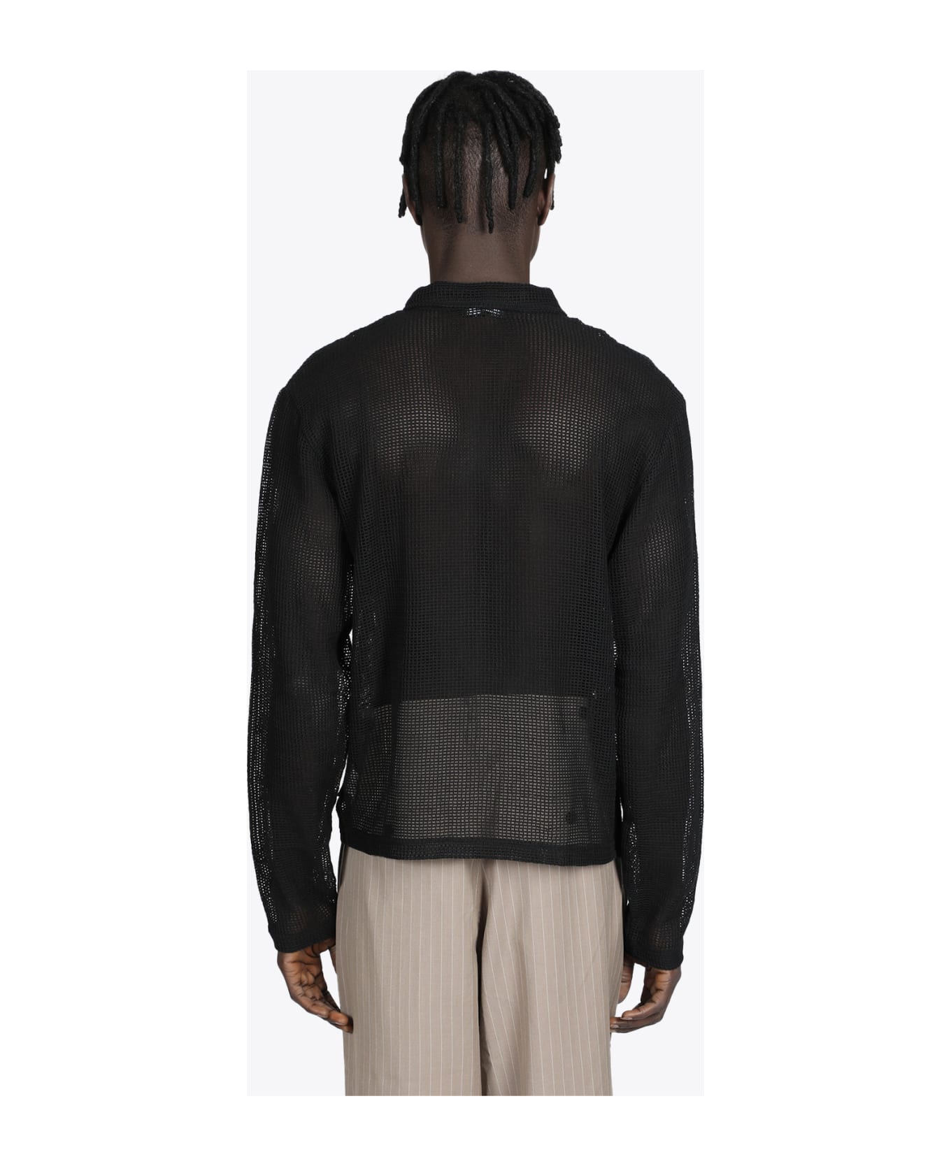 Stussy Cotton Mesh Zip Ls Shirt Black Cotton Mesh Shirt With Zip