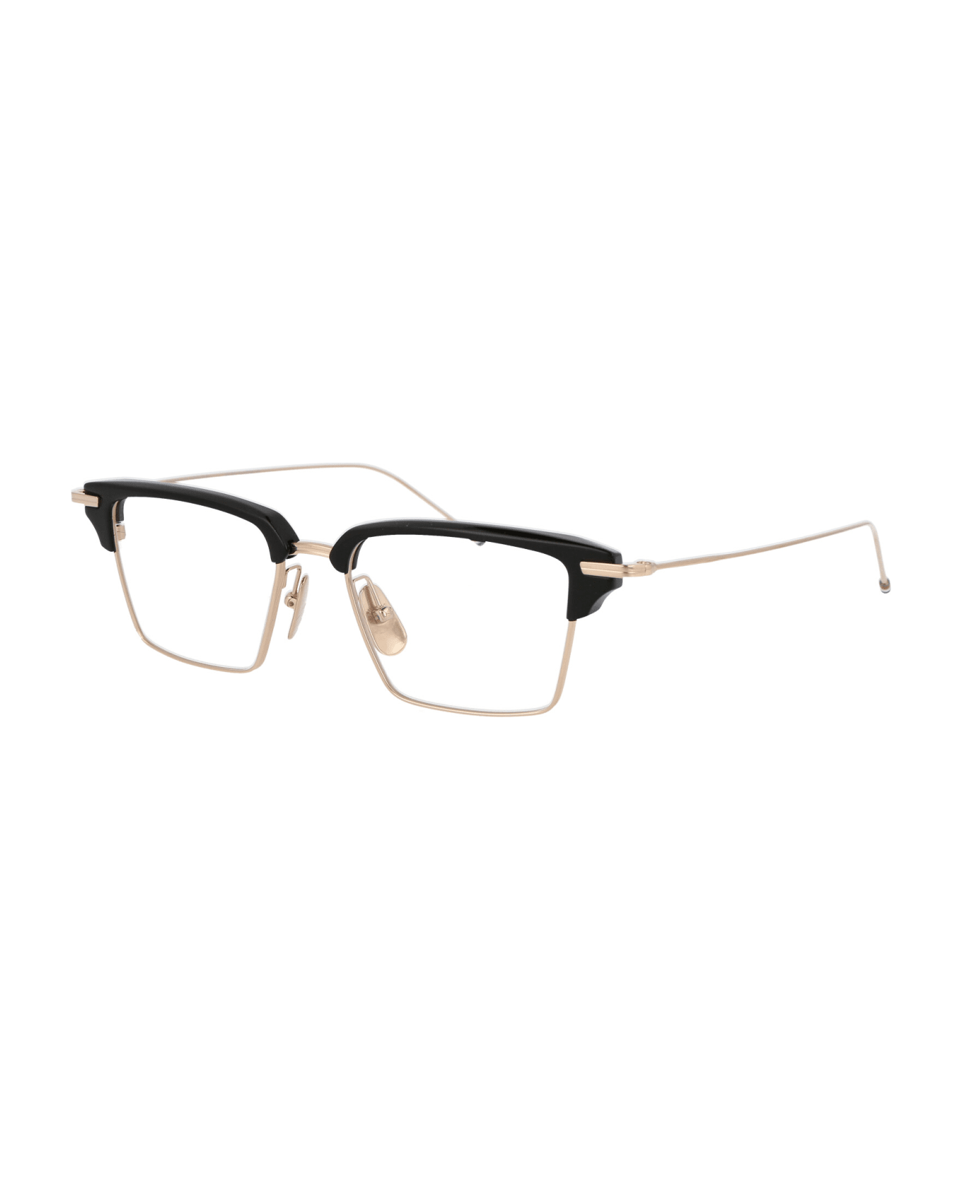 Thom Browne Tb-422 Glasses - 01 WHITE GOLD - BLACK W/ CLEAR