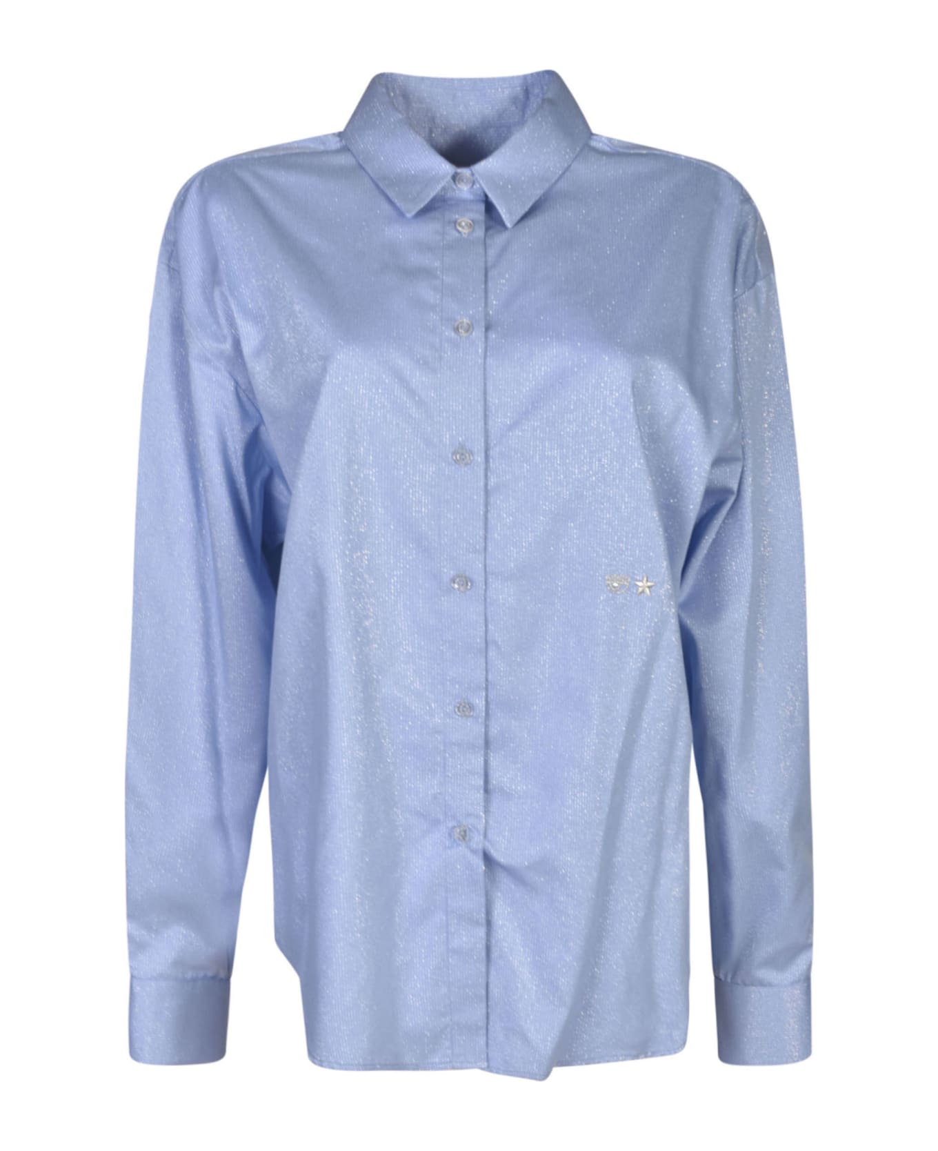 Chiara Ferragni Long-sleeved Glittered Shirt - Blue