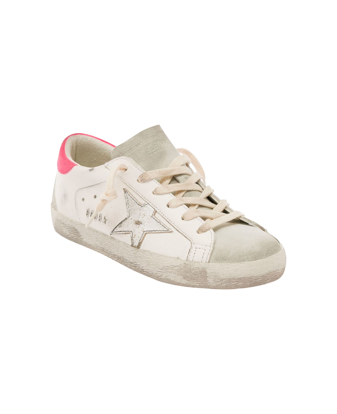 Golden Goose 'superstar' White Low Top Vintage Effect Sneakers With Star Detail In Leather Woman - White スニーカー