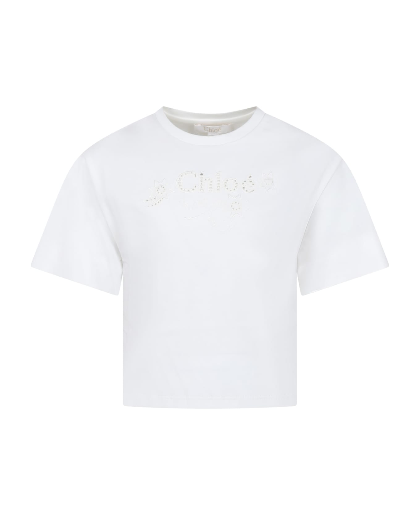 Chloé White T-shirt For Girl With Logo - White