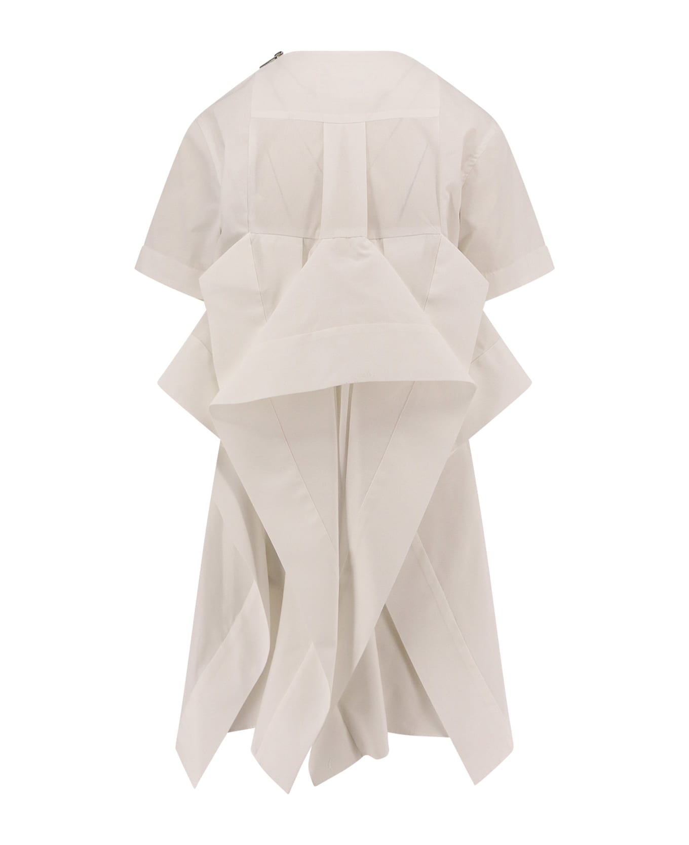 Sacai Dress With Draped Cotton Inserts On The Back - White