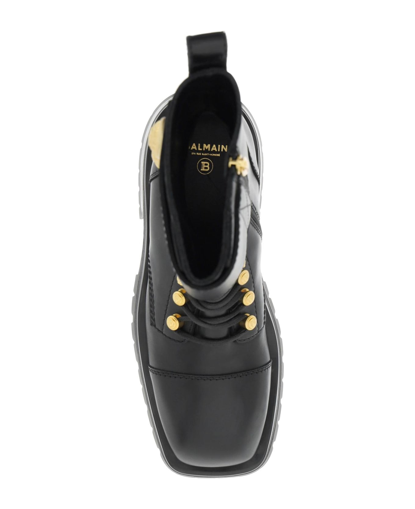 Balmain Leather Ranger Boots With Maxi Buttons - NOIR (Black) ブーツ