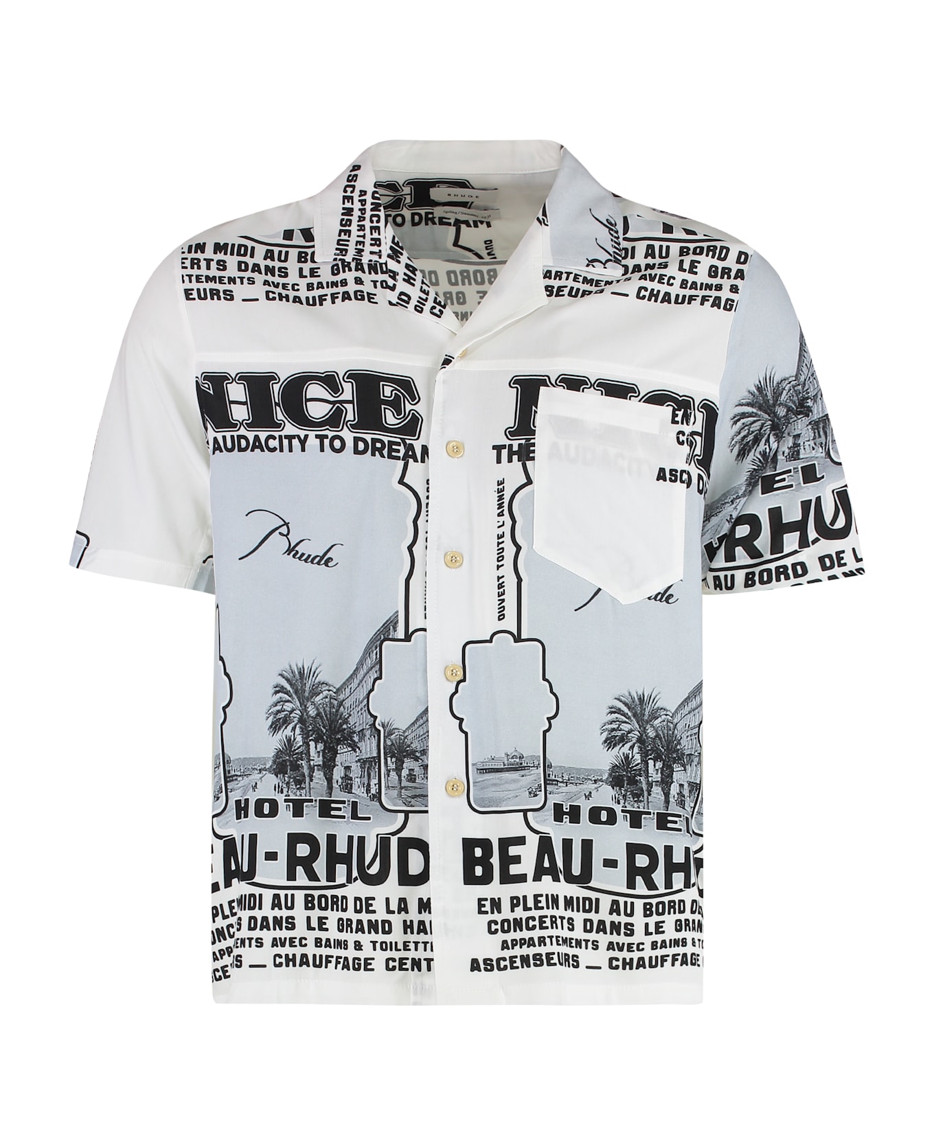 Rhude Printed Short Sleeved Shirt - White