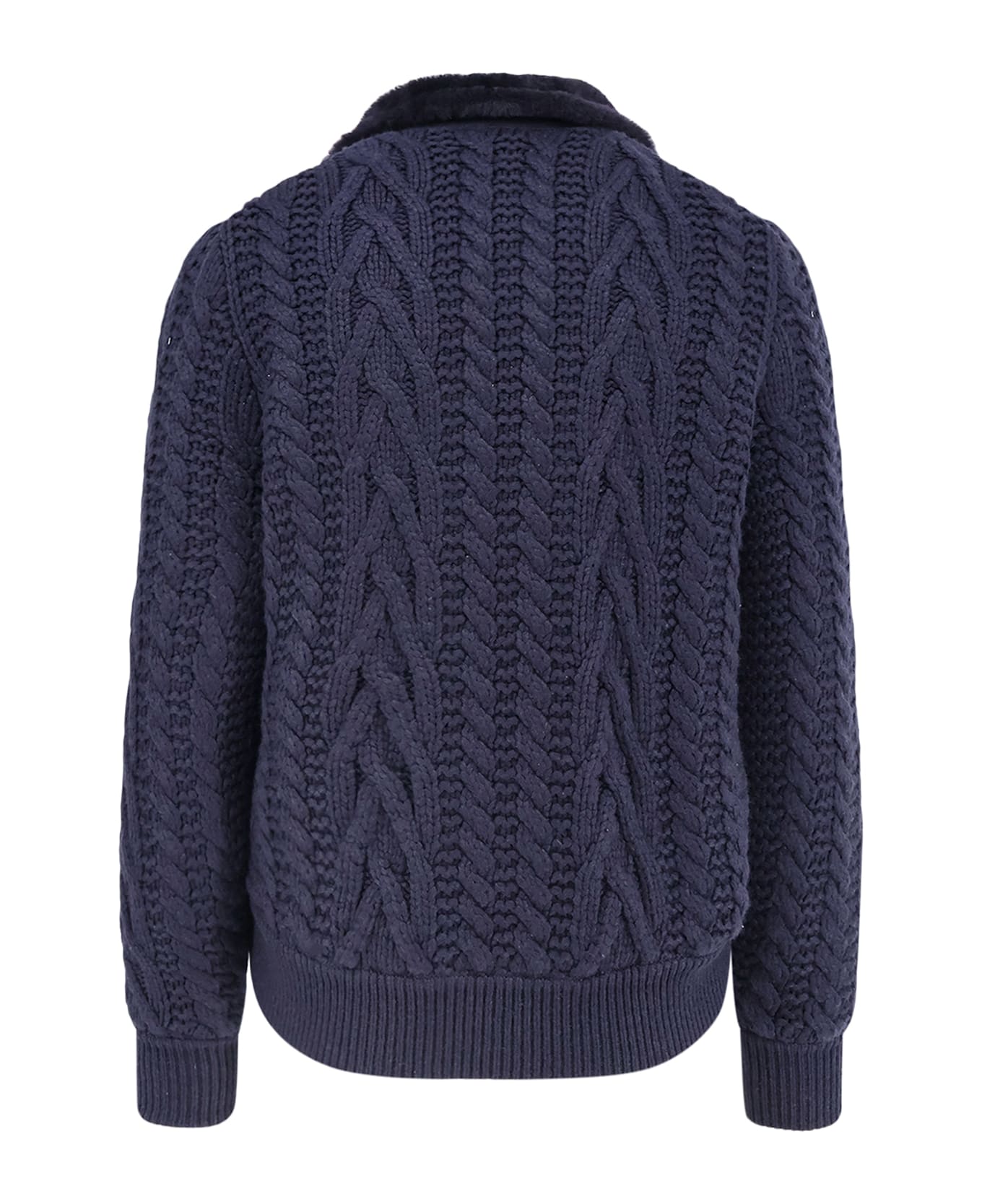 Brunello Cucinelli Sheepskin And Cashmere Padded Jacket - BLU BLU BLU