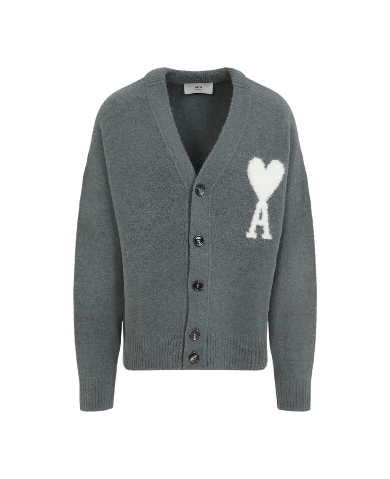 Ami Alexandre Mattiussi Boxy Off White Adc Cardigan - Antique Clay