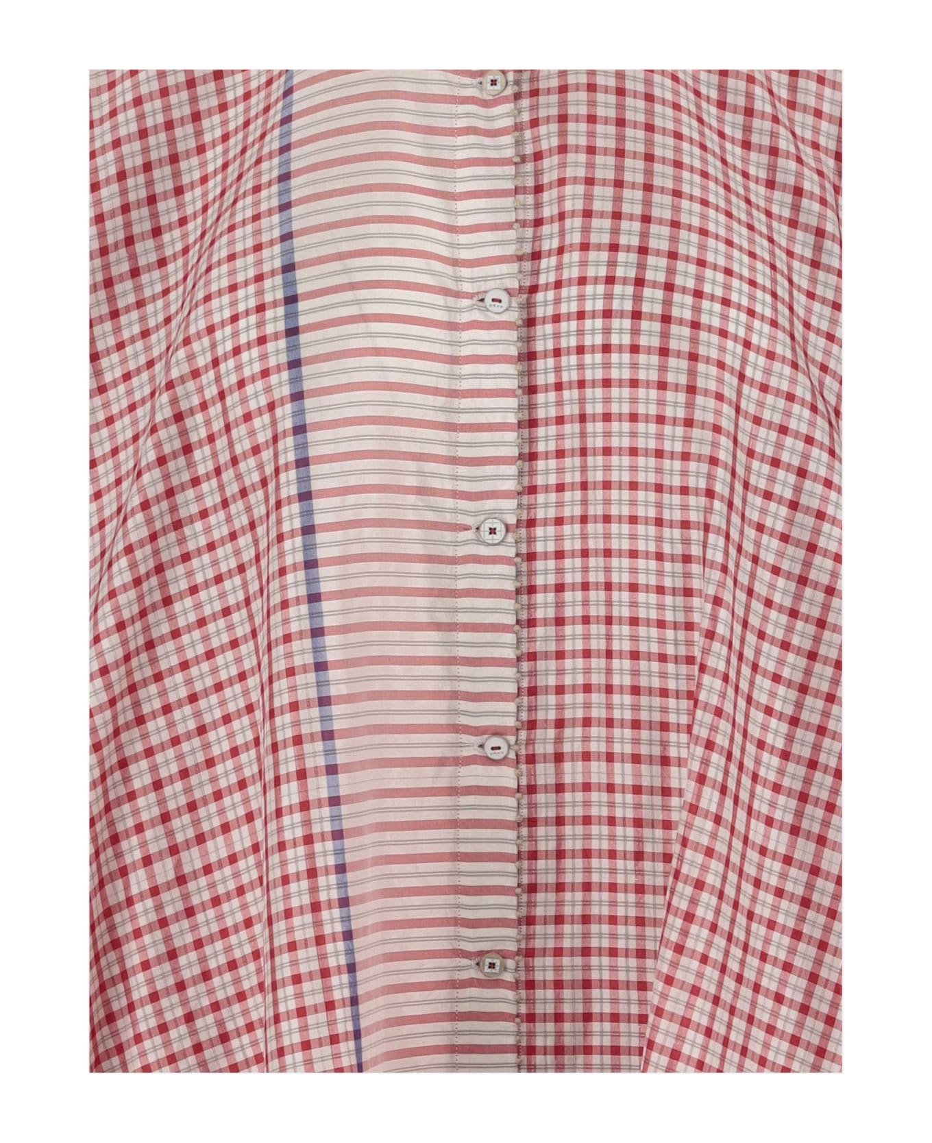 Péro Long Silk Shirt With Check Pattern - Red