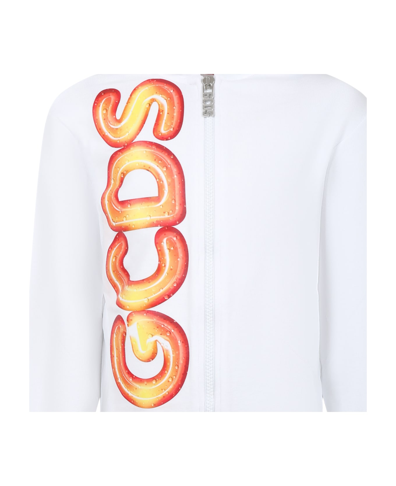 GCDS Mini White Sweatshirt For Kids With Logo - White ニットウェア＆スウェットシャツ
