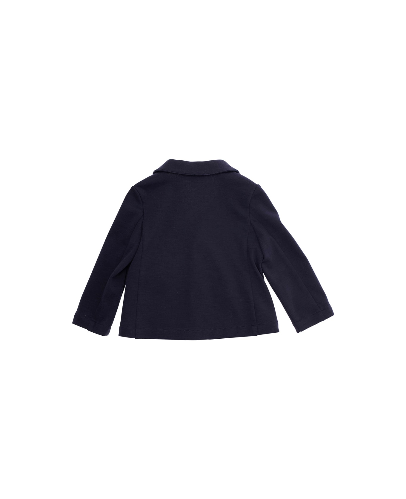Emporio Armani Blue Single-breasted Jacket With Notched Revers And Logo Patch On The Sleeve In Fabric Baby - Blu