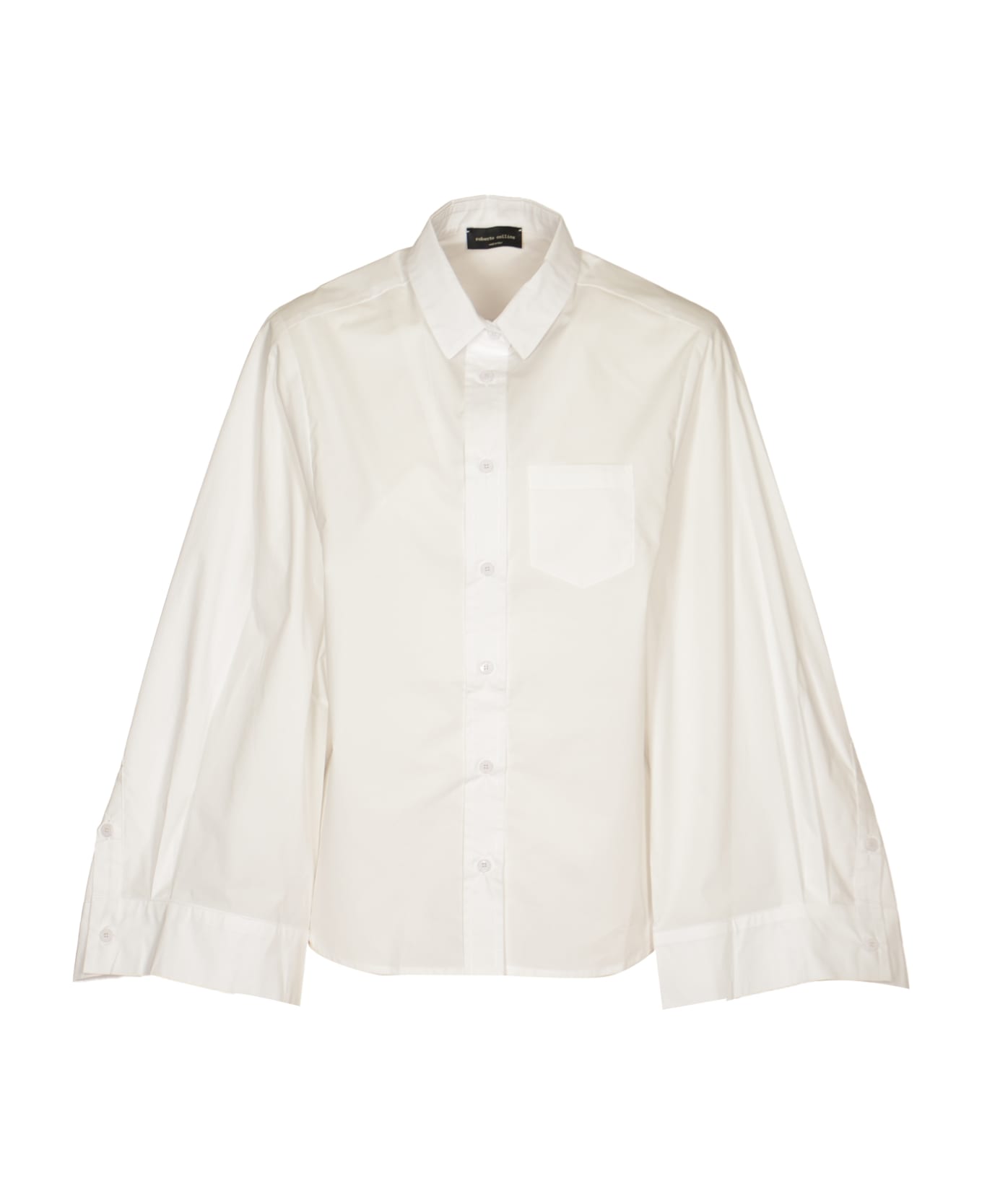 Roberto Collina Wide-sleeved Patched Pocket Flare Shirt - White