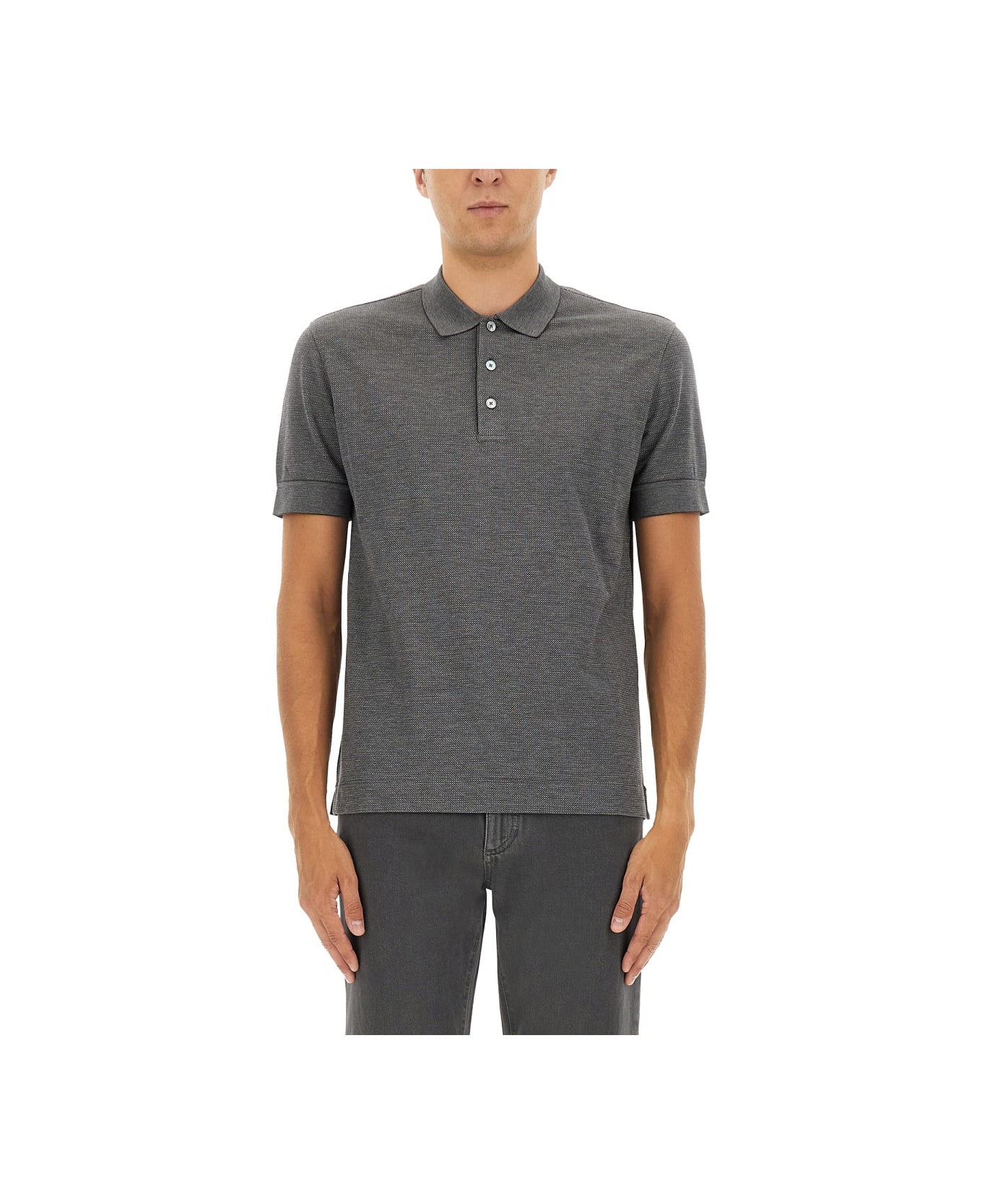 Zegna Cotton Blend Polo Shirt - GREY