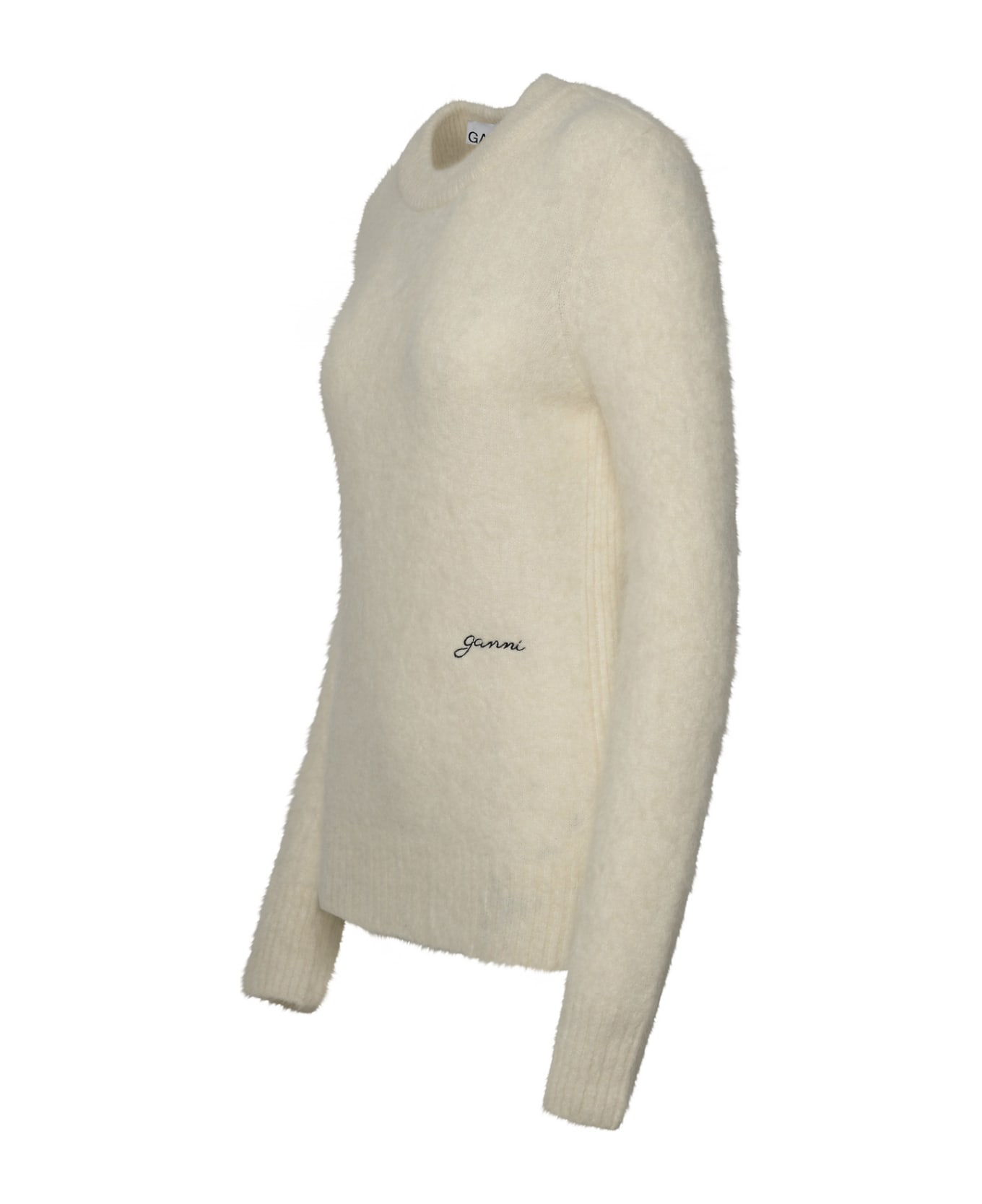 Ganni Ivory Brushed Alpaca Sweater - White ニットウェア