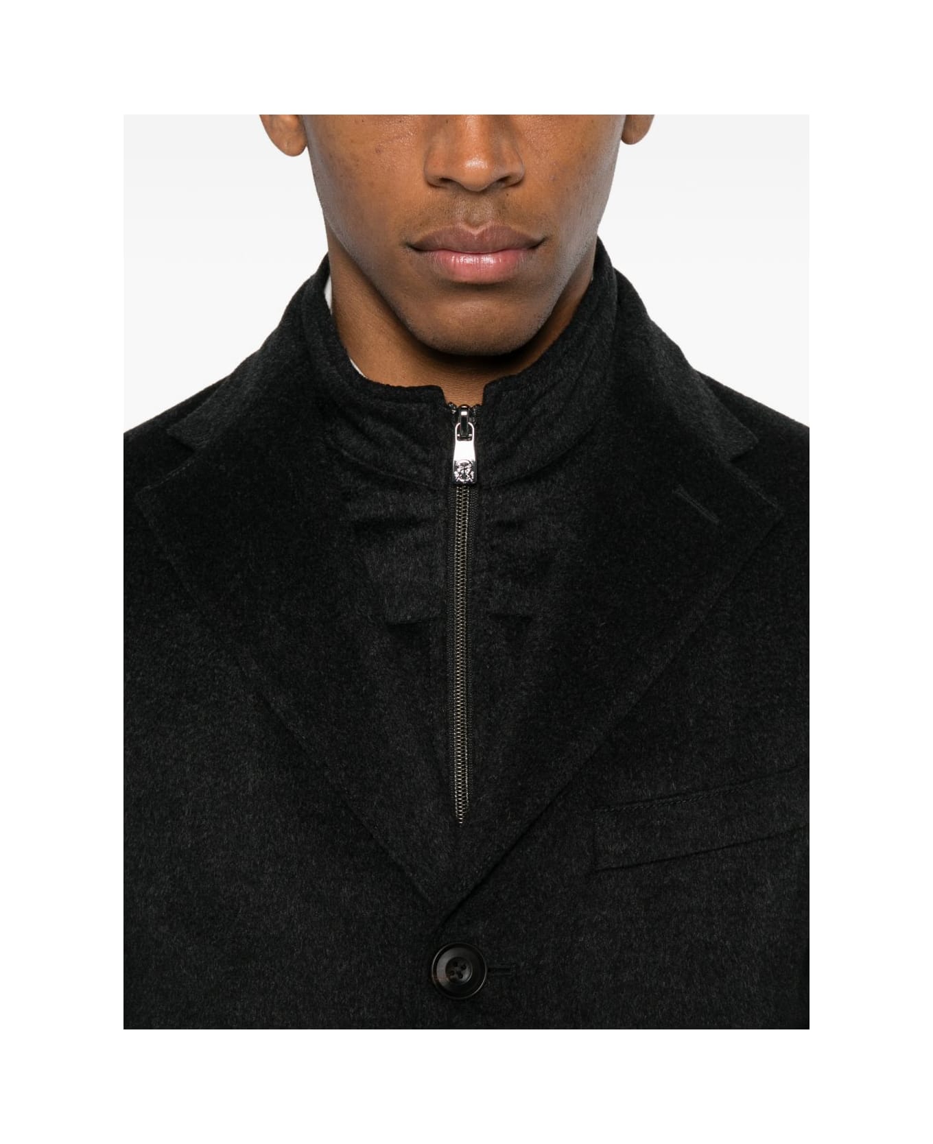 Corneliani Single-breasted Coat With Pockets - Grey