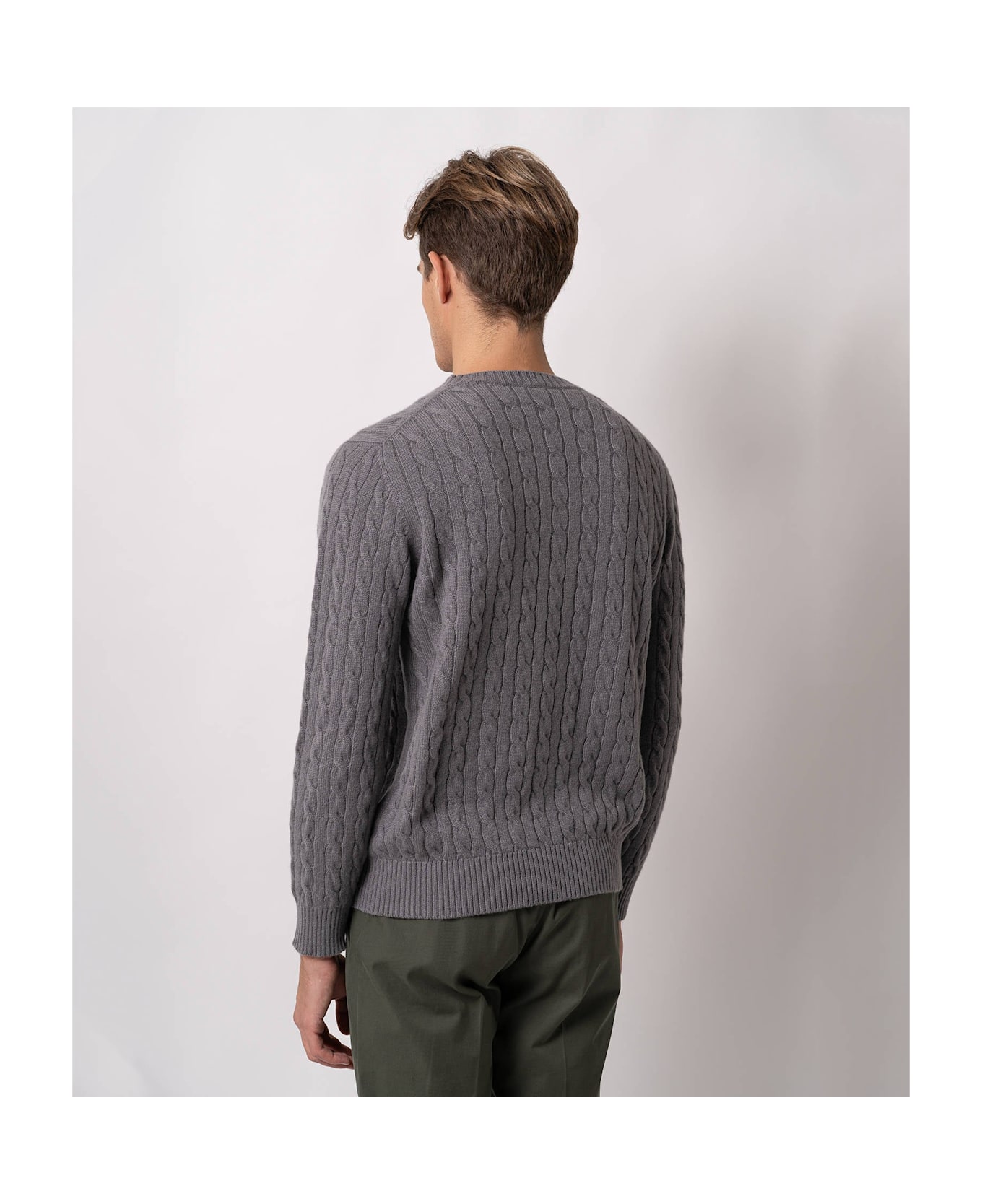 Larusmiani Cable Knit Sweater Col Du Pillon Sweater - LightGray