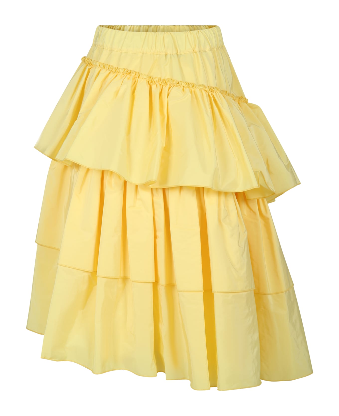 MSGM Yellow Skirt For Girl With Logo - Yellow ボトムス