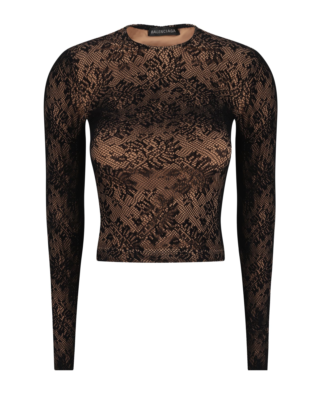 Balenciaga Lace Crewneck Top - Beige/black