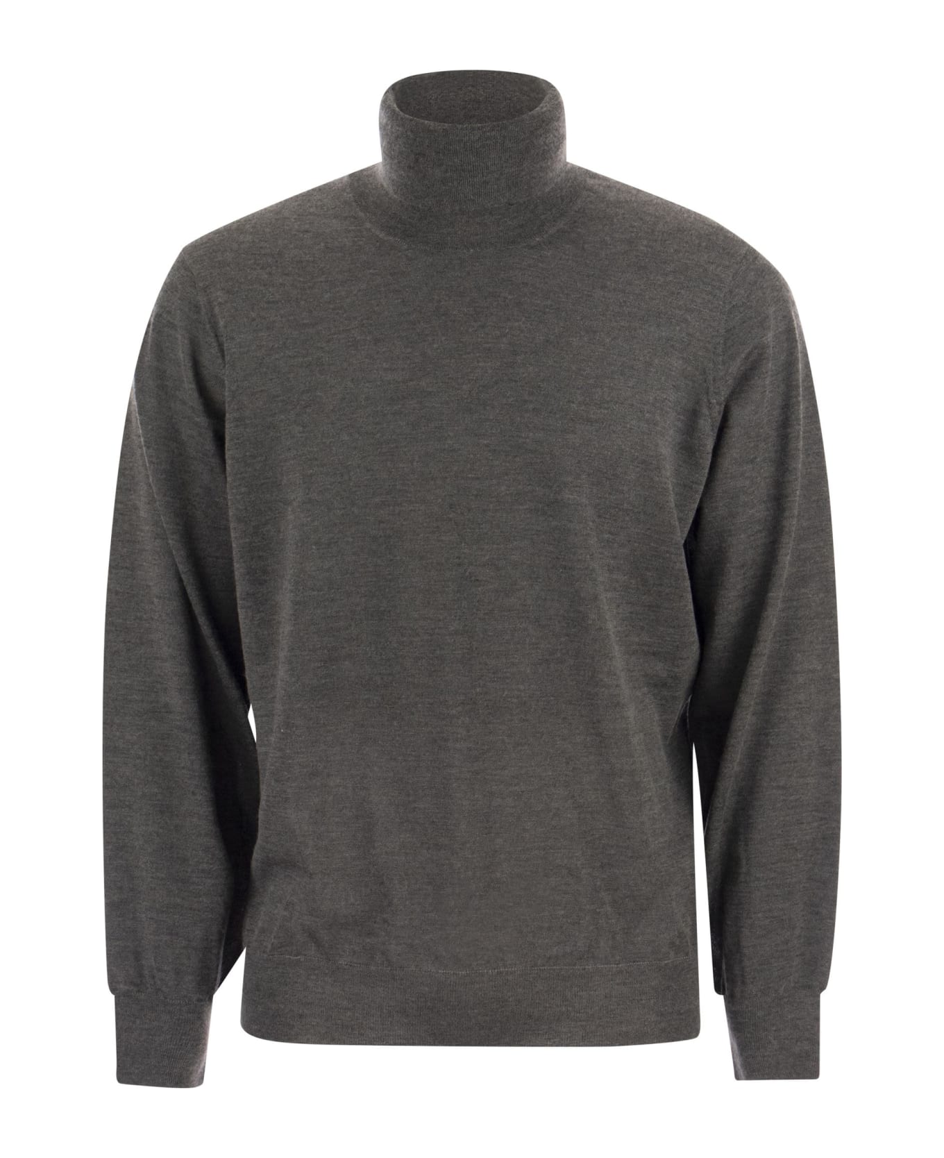 Brunello Cucinelli Lightweight Turtleneck Sweater In Cashmere And Silk - Grey