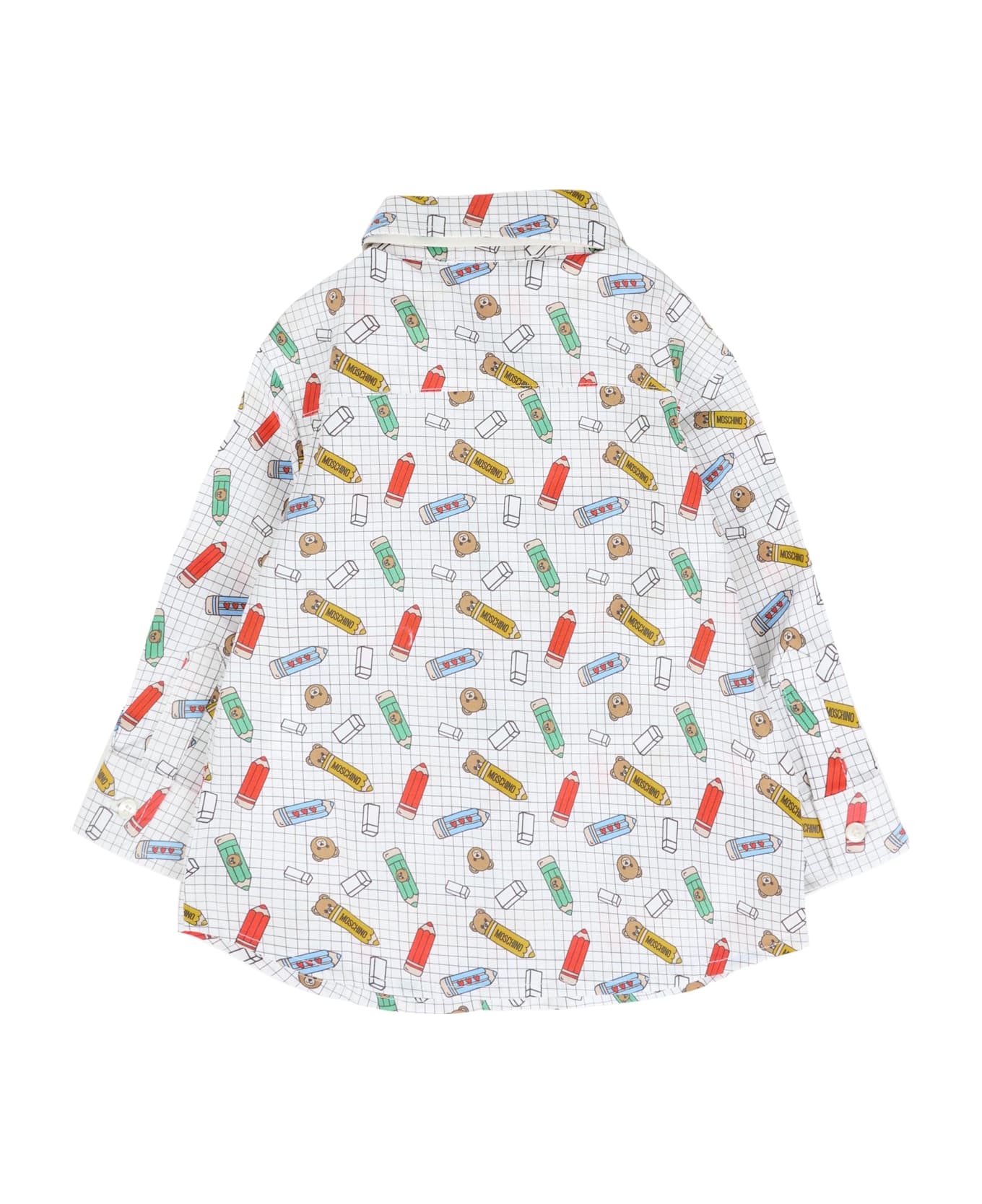 Moschino White Shirt For Baby Boy With Teddy Bear - White